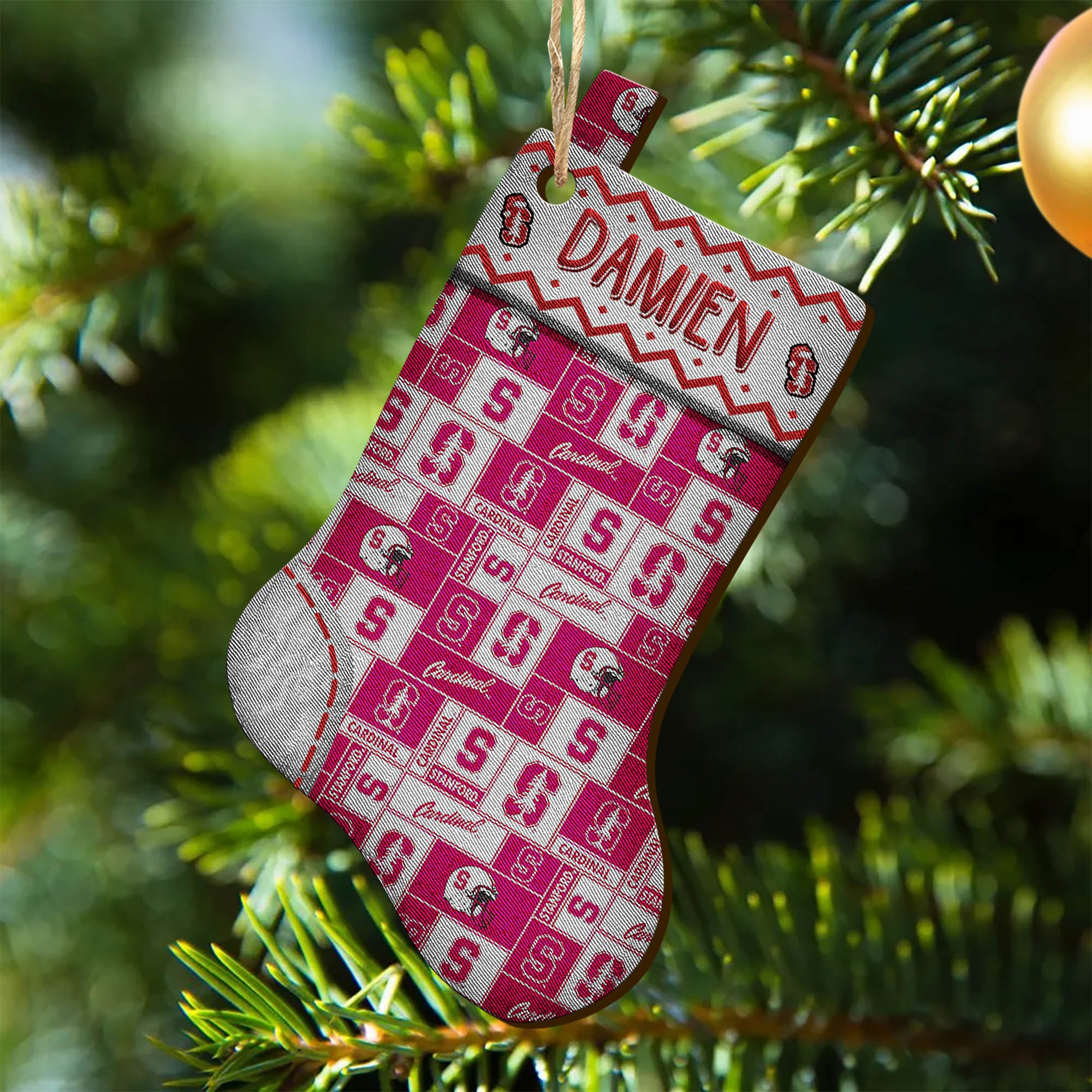 Stanford Cardinal Wooden Ornament 2024 Version Custom Your Name, Christmas Stocking Ornaments, Christmas Gifts For Sport Fans ETHY-53300