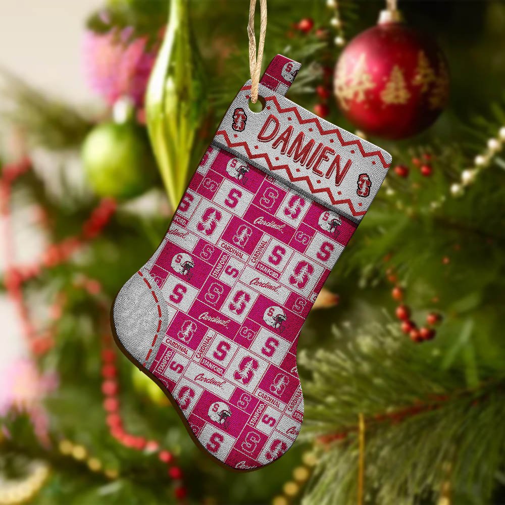 Alternative view of Stanford Cardinal Wooden Ornament 2024 Version Custom Your Name, Christmas Stocking Ornaments, Christmas Gifts For Sport Fans ETHY-53300