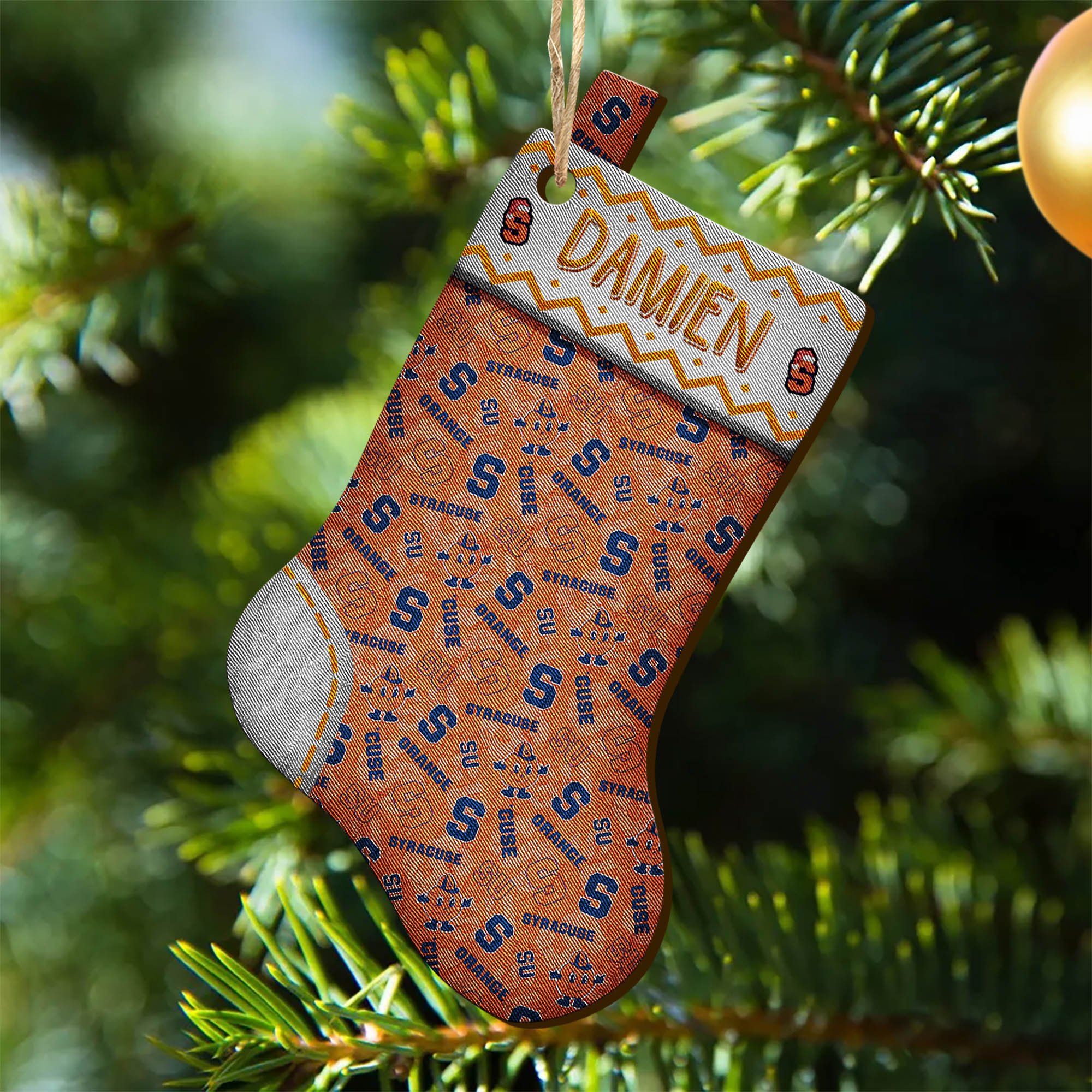 Syracuse Orange Wooden Ornament 2024 Version Custom Your Name, Christmas Stocking Ornaments, Christmas Gifts For Sport Fans ETHY-53300