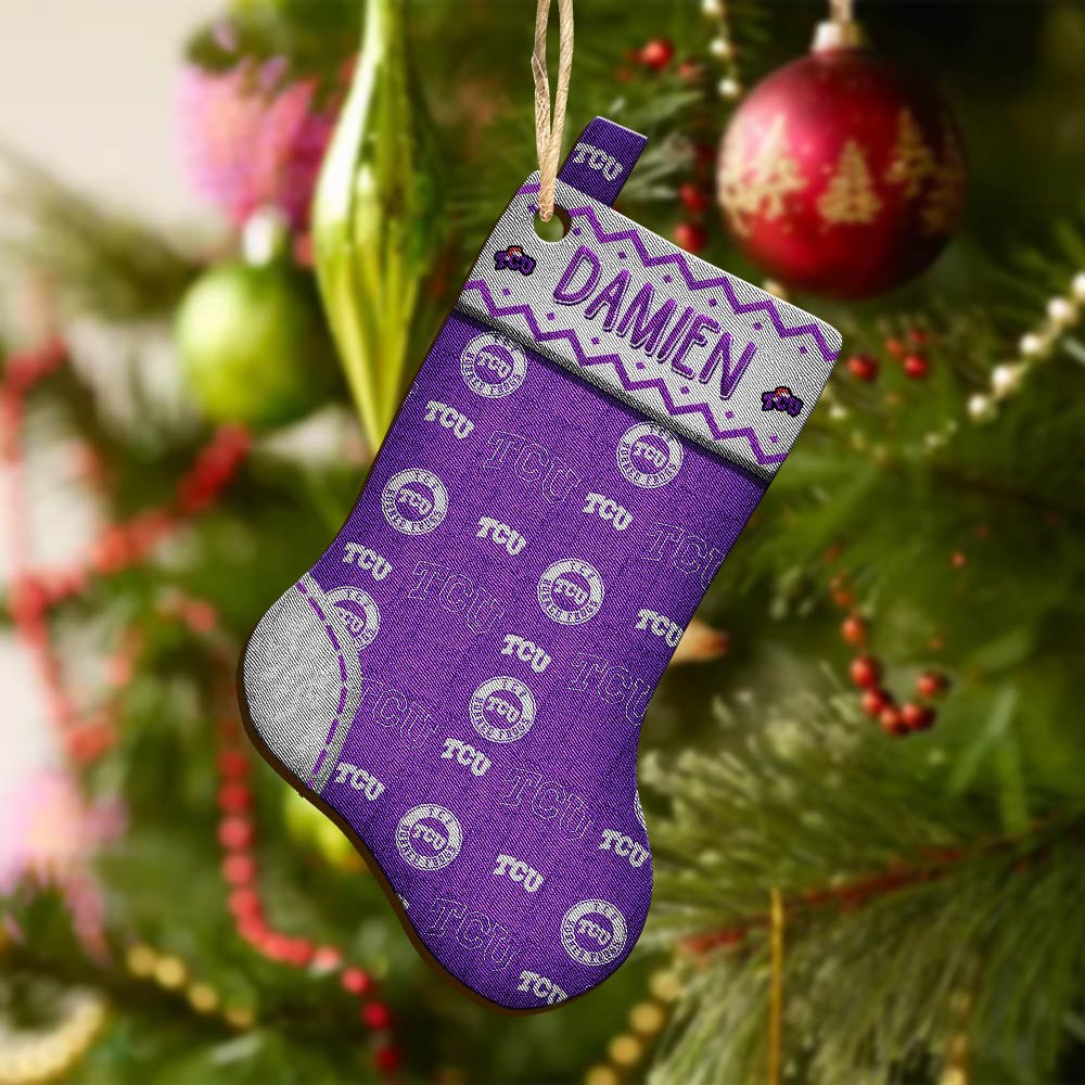 Alternative view of TCU Horned Frogs Wooden Ornament 2024 Version Custom Your Name, Christmas Stocking Ornaments, Christmas Gifts For Sport Fans ETHY-53300