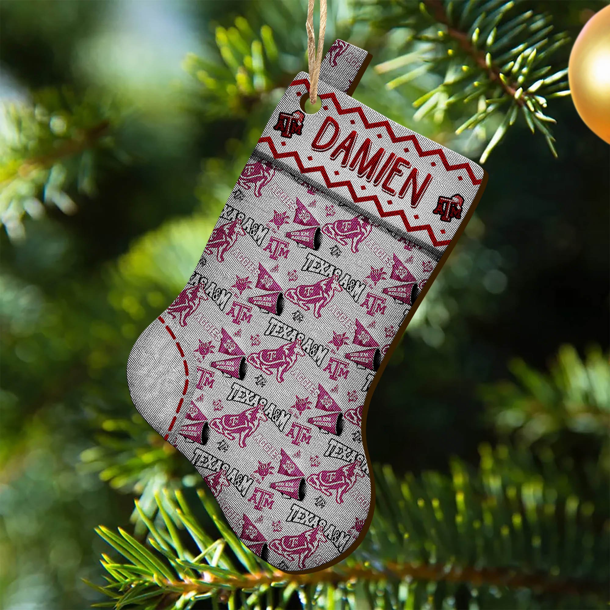 Texas A&M Aggies Wooden Ornament 2024 Version Custom Your Name, Christmas Stocking Ornaments, Christmas Gifts For Sport Fans ETHY-53300