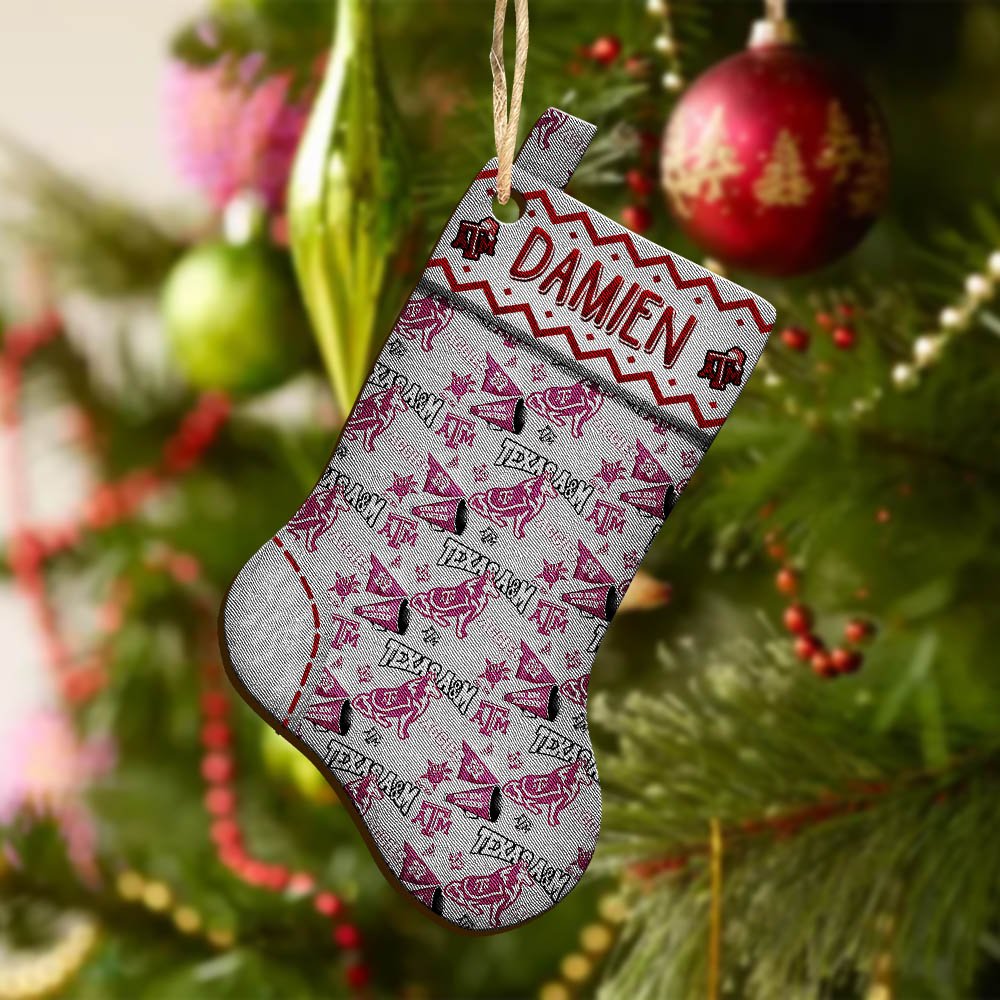 Alternative view of Texas A&M Aggies Wooden Ornament 2024 Version Custom Your Name, Christmas Stocking Ornaments, Christmas Gifts For Sport Fans ETHY-53300