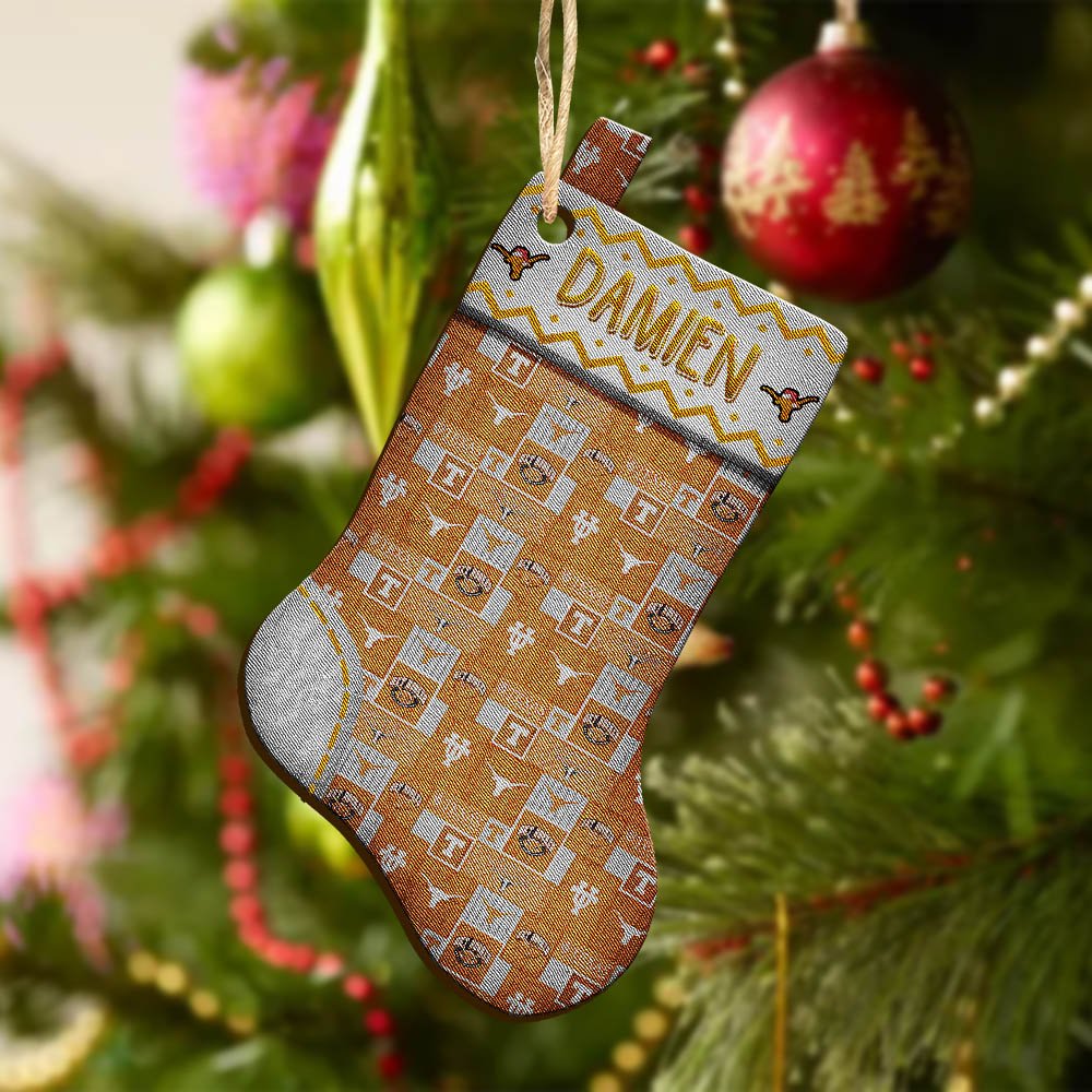Alternative view of Texas Longhorns Wooden Ornament 2024 Version Custom Your Name, Christmas Stocking Ornaments, Christmas Gifts For Sport Fans ETHY-53300
