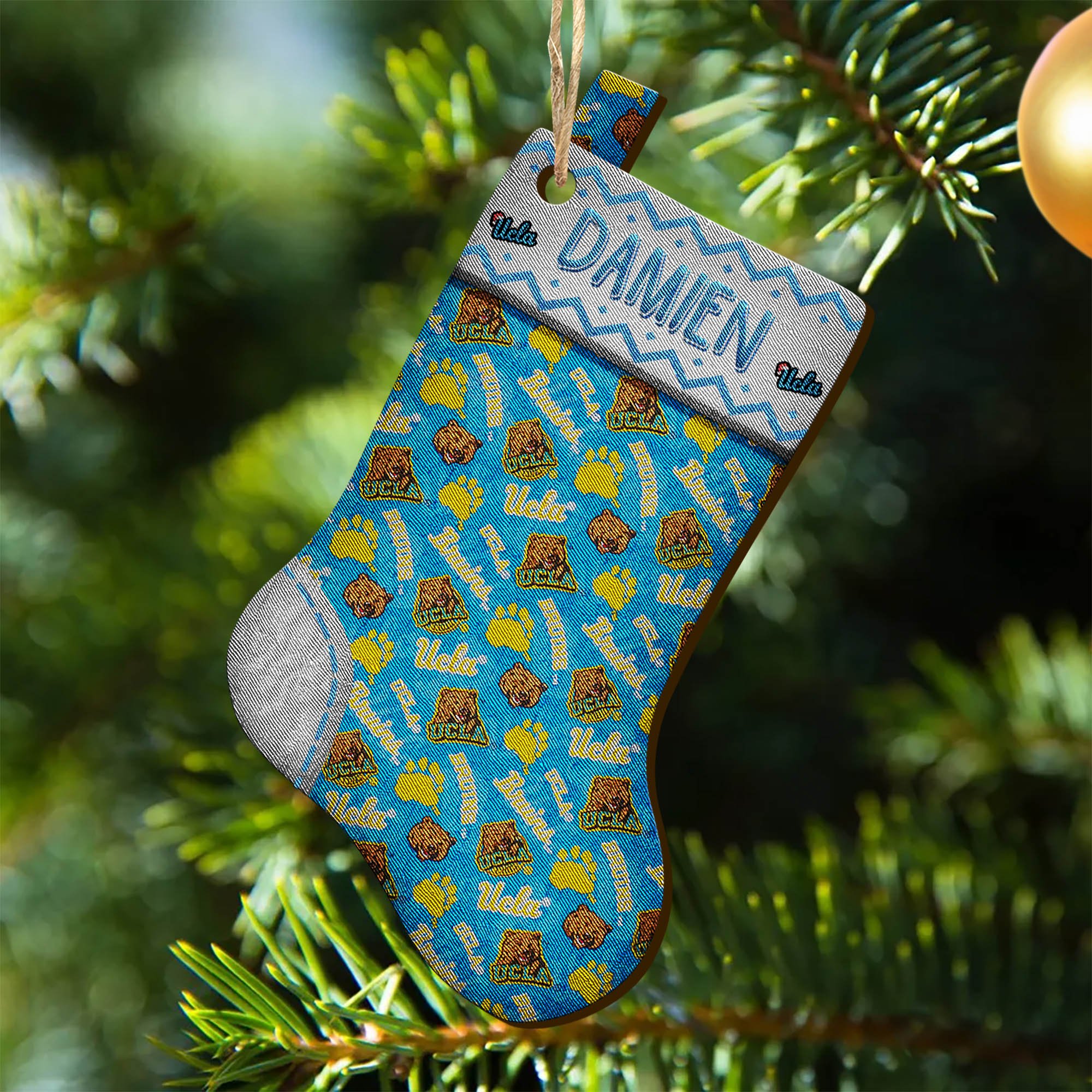 UCLA Bruins Wooden Ornament 2024 Version Custom Your Name, Christmas Stocking Ornaments, Christmas Gifts For Sport Fans ETHY-53300