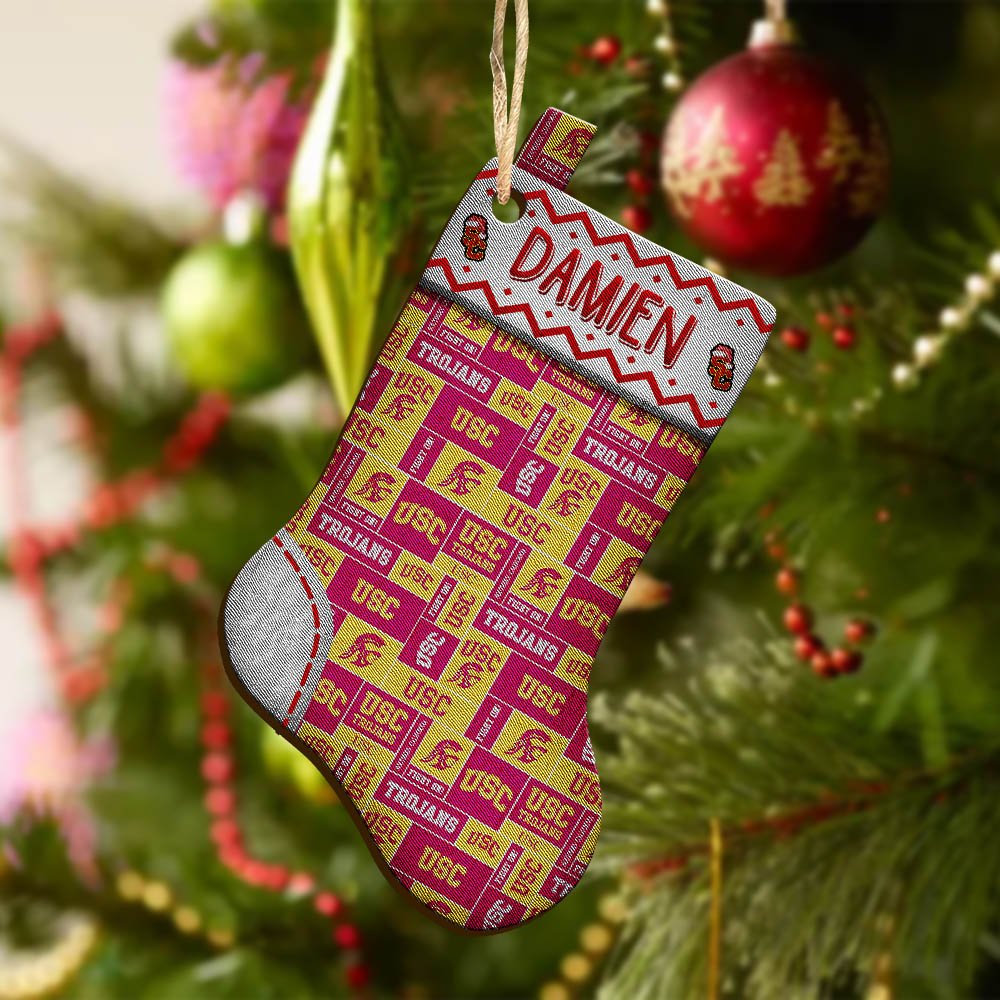 Alternative view of USC Trojans Wooden Ornament 2024 Version Custom Your Name, Christmas Stocking Ornaments, Christmas Gifts For Sport Fans ETHY-53300