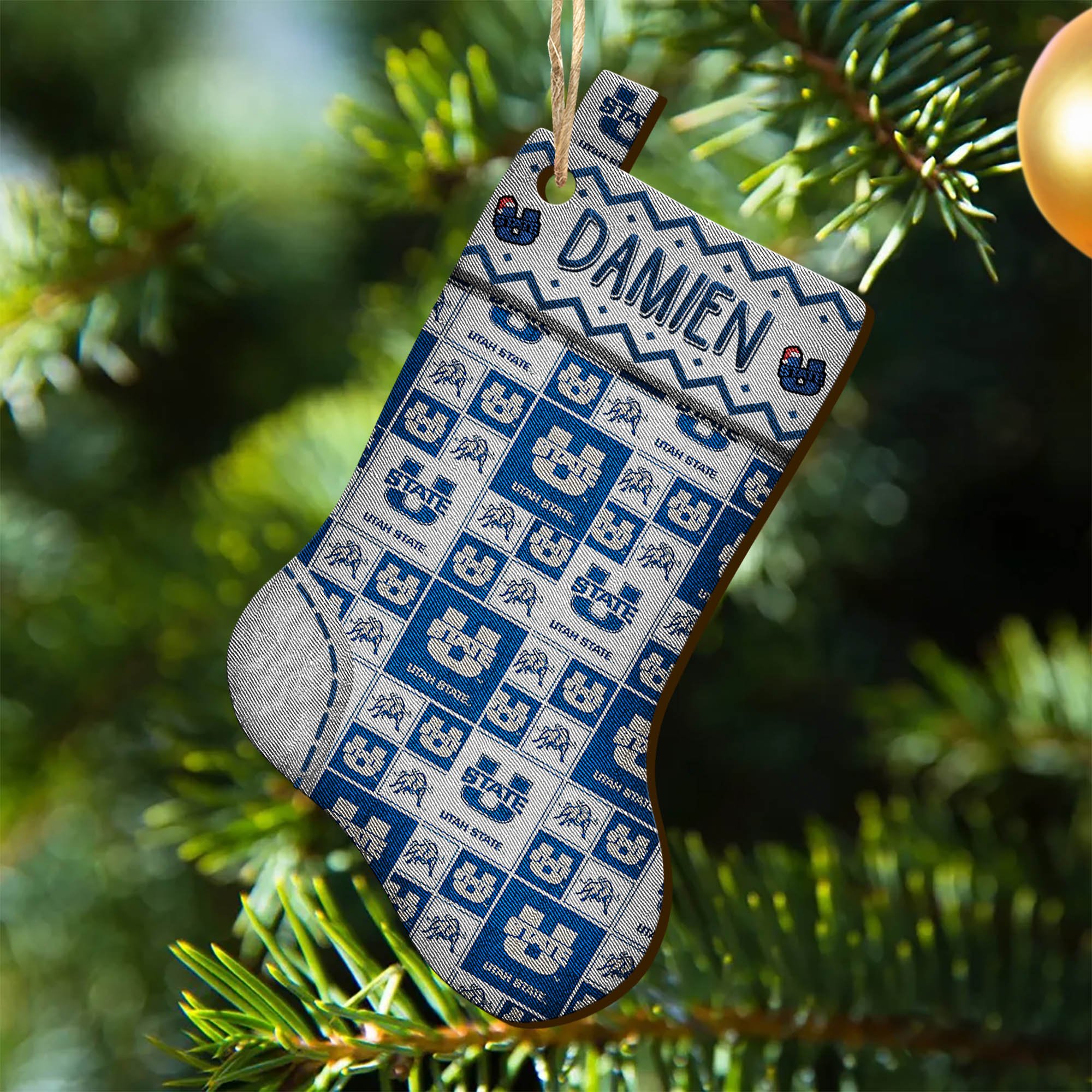 Utah State Aggies Wooden Ornament 2024 Version Custom Your Name, Christmas Stocking Ornaments, Christmas Gifts For Sport Fans ETHY-53300