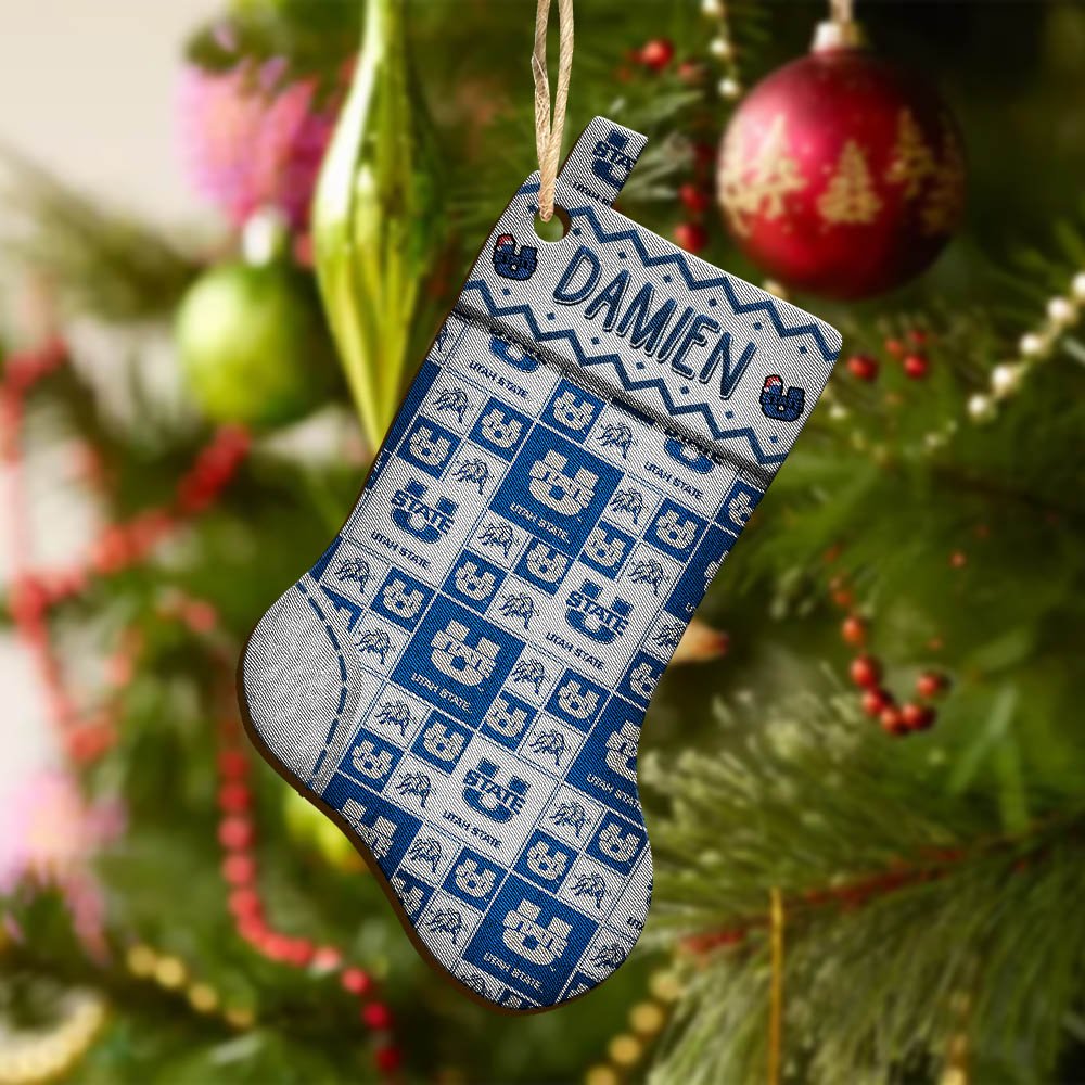 Alternative view of Utah State Aggies Wooden Ornament 2024 Version Custom Your Name, Christmas Stocking Ornaments, Christmas Gifts For Sport Fans ETHY-53300