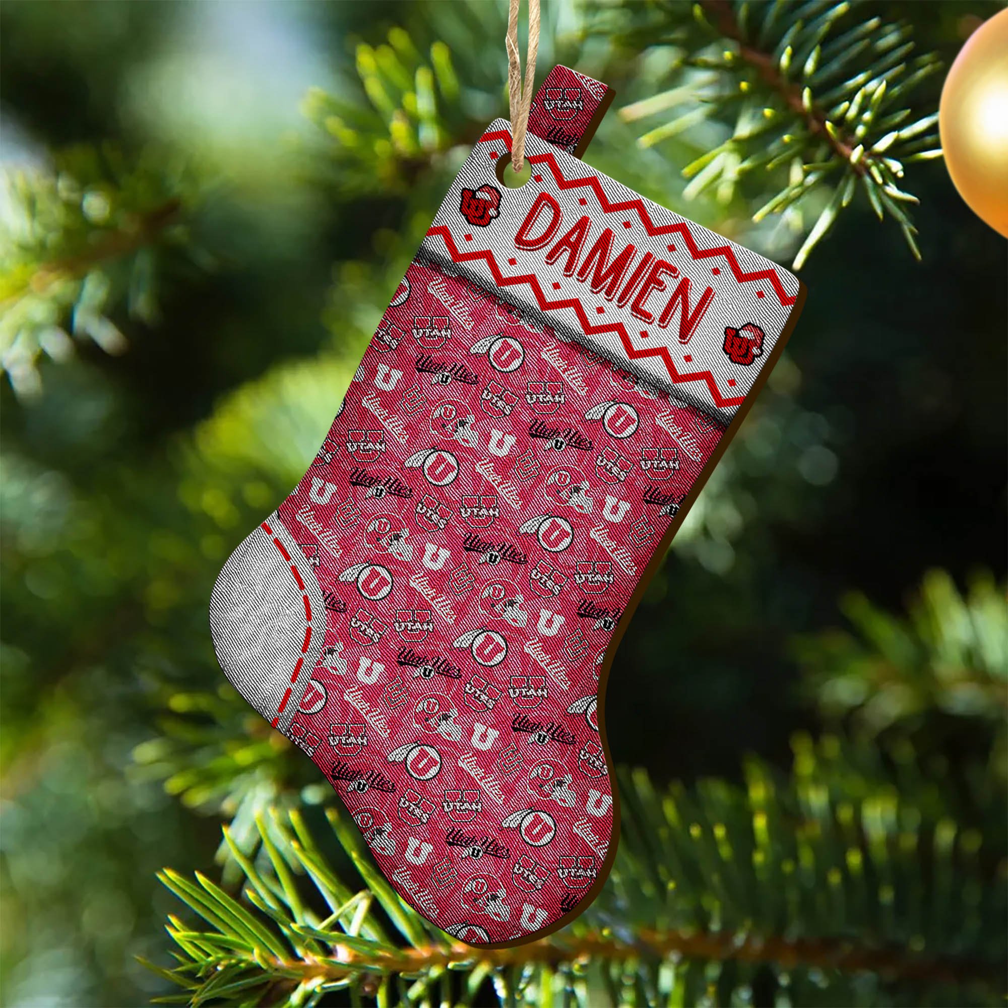 Utah Utes Wooden Ornament 2024 Version Custom Your Name, Christmas Stocking Ornaments, Christmas Gifts For Sport Fans ETHY-53300