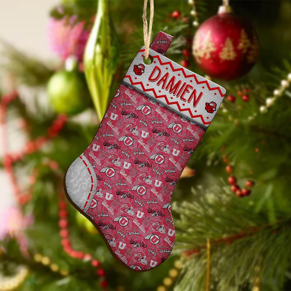 Alternative view of Utah Utes Wooden Ornament 2024 Version Custom Your Name, Christmas Stocking Ornaments, Christmas Gifts For Sport Fans ETHY-53300