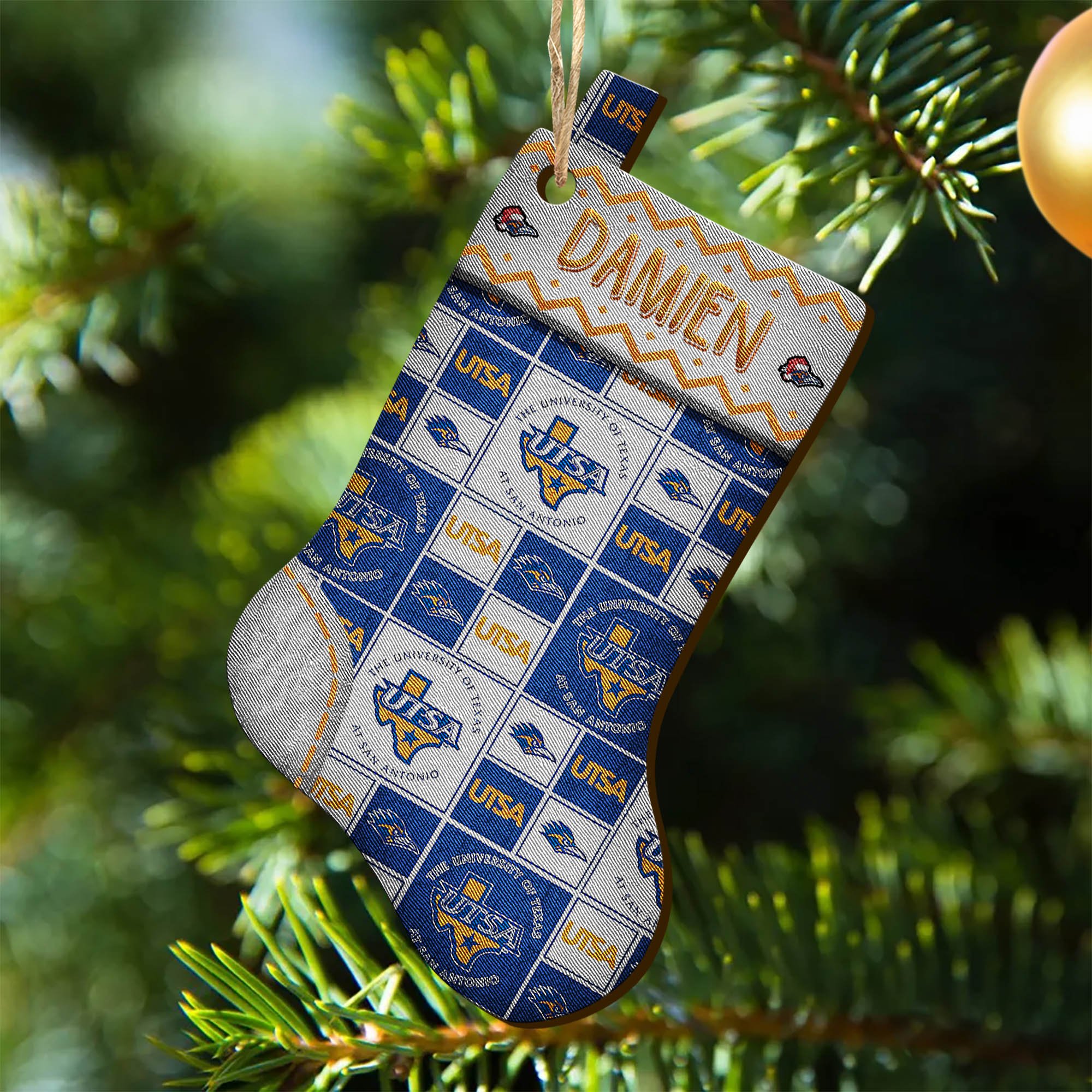 UTSA Roadrunners Wooden Ornament 2024 Version Custom Your Name, Christmas Stocking Ornaments, Christmas Gifts For Sport Fans ETHY-53300