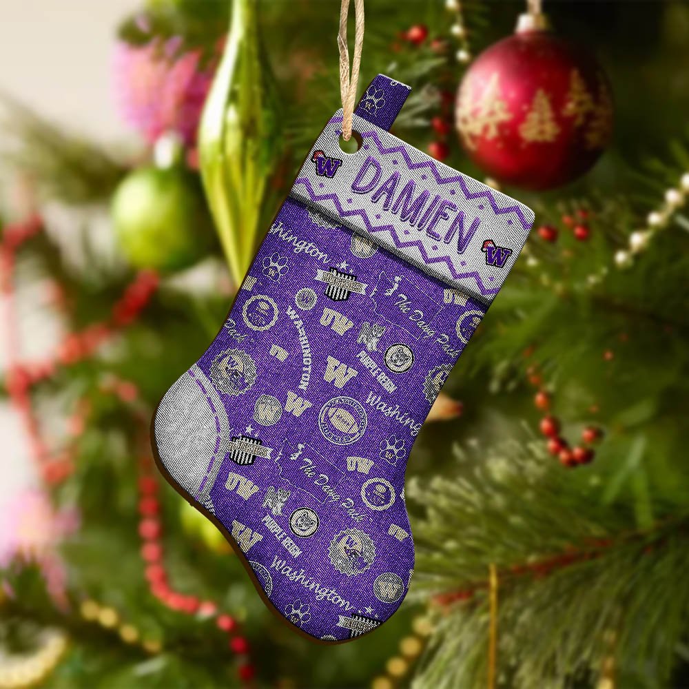 Alternative view of Washington Huskies Wooden Ornament 2024 Version Custom Your Name, Christmas Stocking Ornaments, Christmas Gifts For Sport Fans ETHY-53300