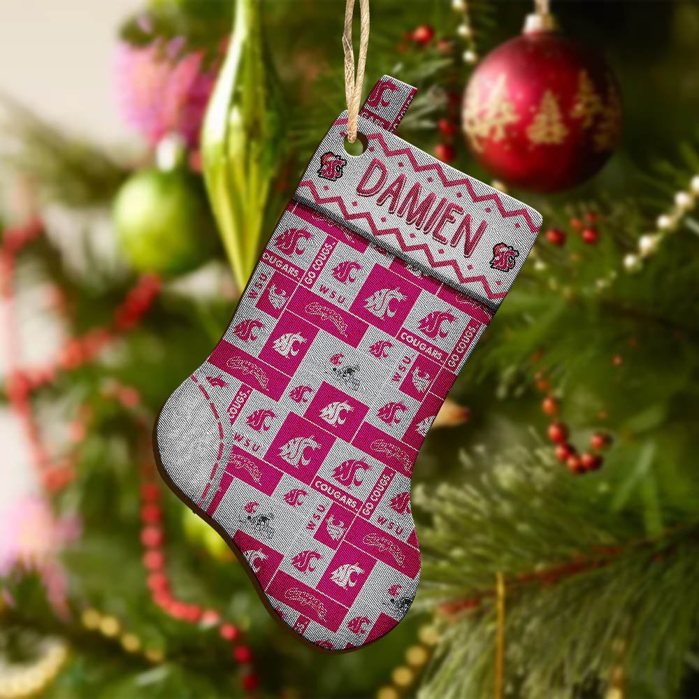 Alternative view of Washington State Cougars Wooden Ornament 2024 Version Custom Your Name, Christmas Stocking Ornaments, Christmas Gifts For Sport Fans ETHY-53300