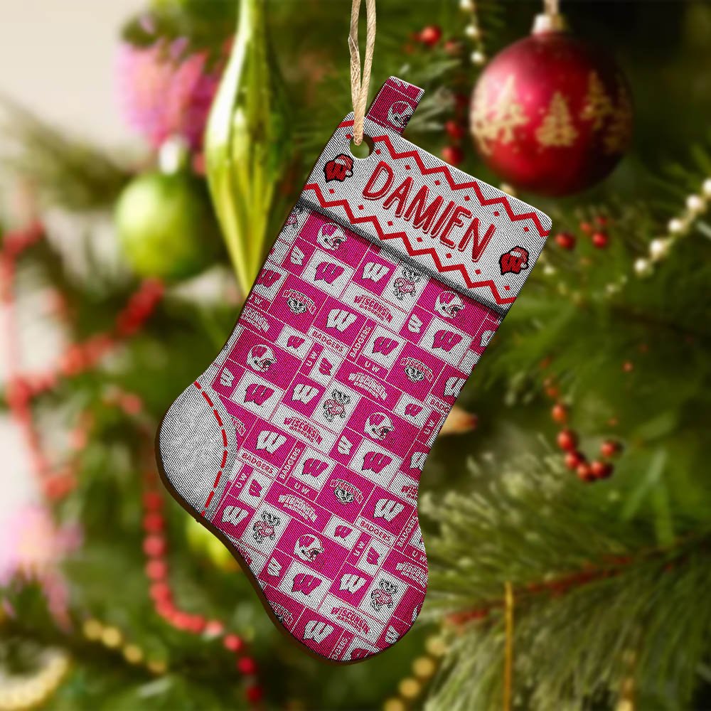 Alternative view of Wisconsin Badgers Wooden Ornament 2024 Version Custom Your Name, Christmas Stocking Ornaments, Christmas Gifts For Sport Fans ETHY-53300