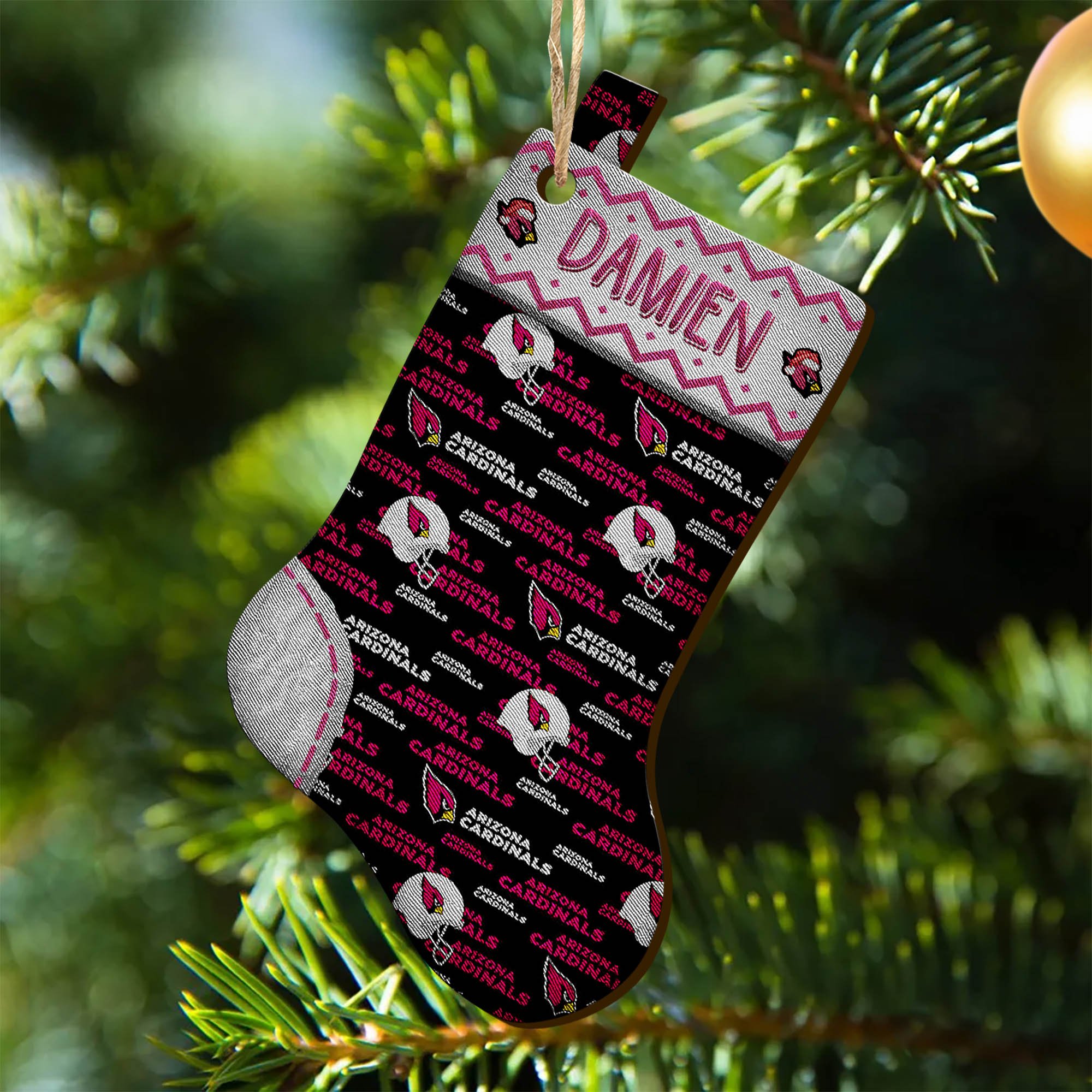 Arizona Cardinals Wooden Ornament 2024 Version Custom Your Name, Christmas Stocking Ornaments, Christmas Gifts For Sport Fans ETHY-53300