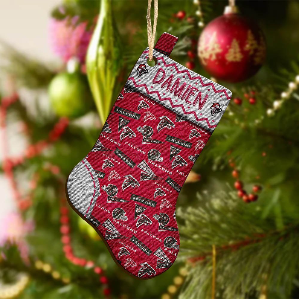 Alternative view of Atlanta Falcons Wooden Ornament 2024 Version Custom Your Name, Christmas Stocking Ornaments, Christmas Gifts For Sport Fans ETHY-53300