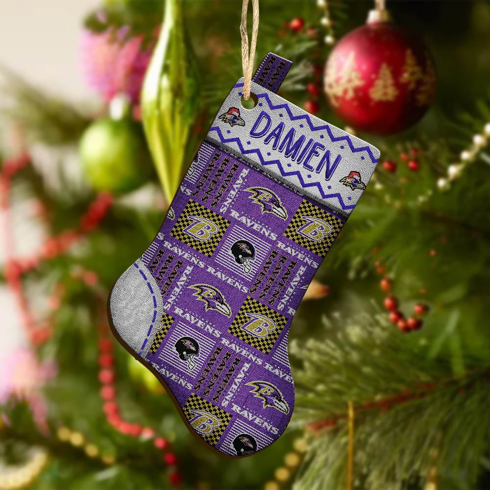 Alternative view of Baltimore Ravens Wooden Ornament 2024 Version Custom Your Name, Christmas Stocking Ornaments, Christmas Gifts For Sport Fans ETHY-53300