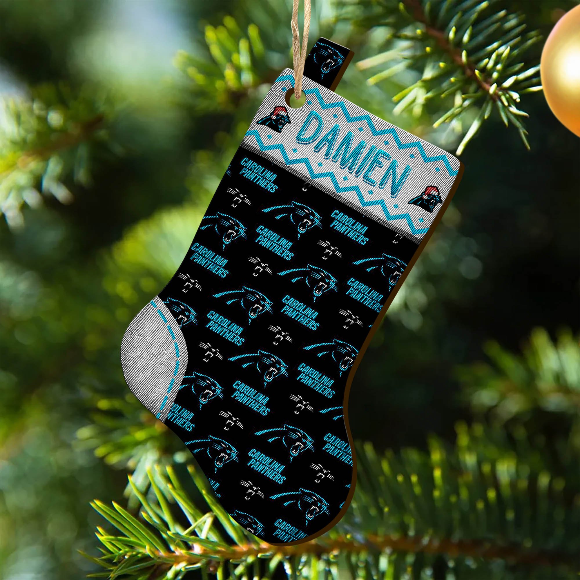 Carolina Panthers Wooden Ornament 2024 Version Custom Your Name, Christmas Stocking Ornaments, Christmas Gifts For Sport Fans ETHY-53300