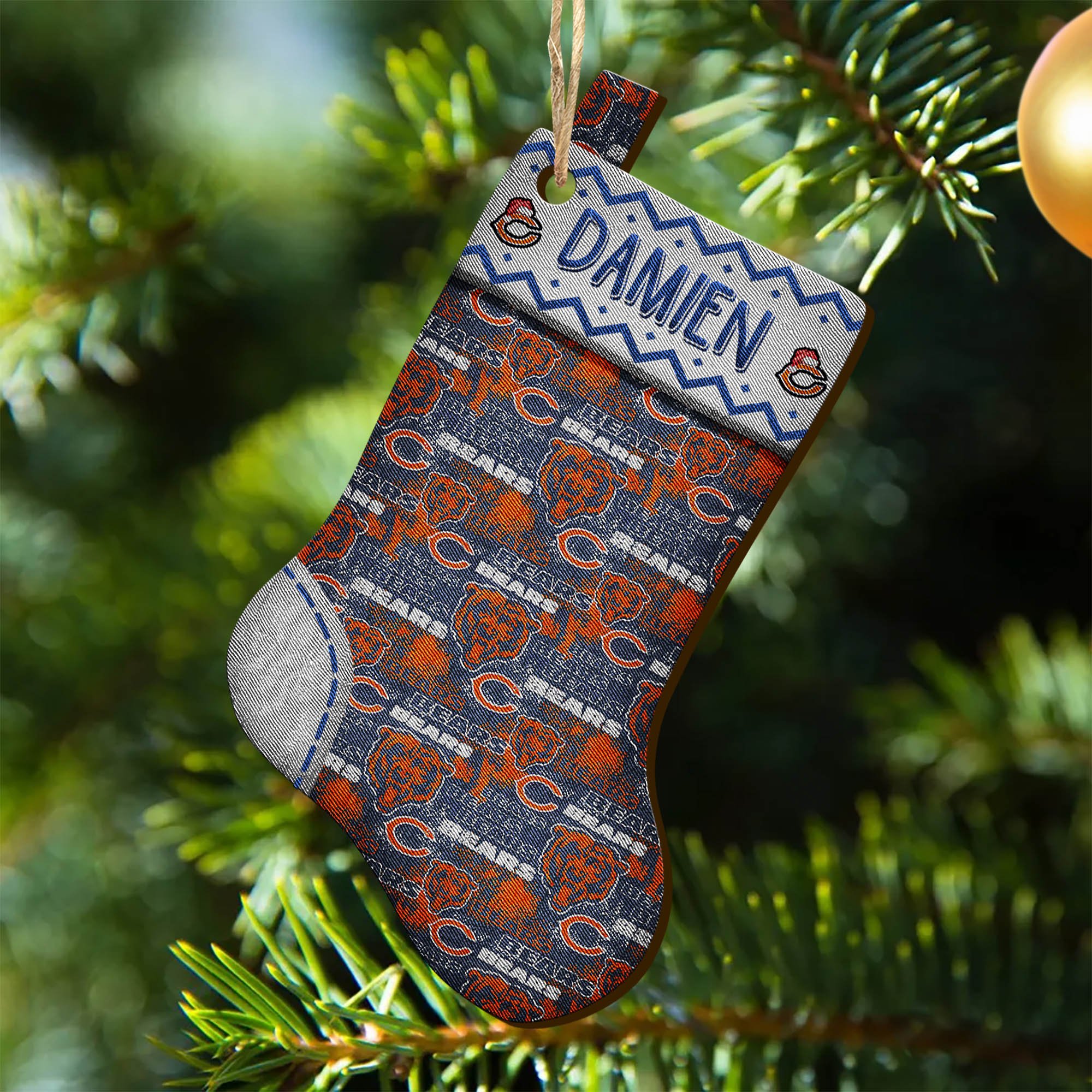 Chicago Bears Wooden Ornament 2024 Version Custom Your Name, Christmas Stocking Ornaments, Christmas Gifts For Sport Fans ETHY-53300