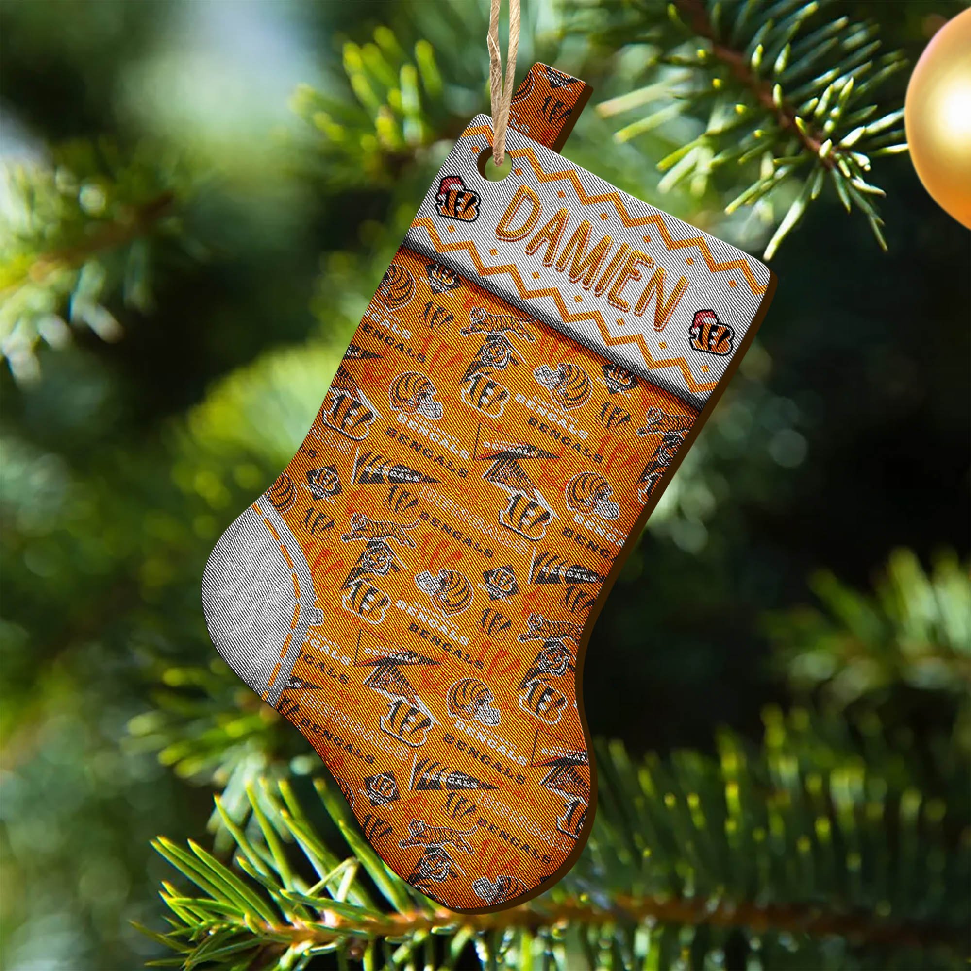 Cincinnati Bengals Wooden Ornament 2024 Version Custom Your Name, Christmas Stocking Ornaments, Christmas Gifts For Sport Fans ETHY-53300