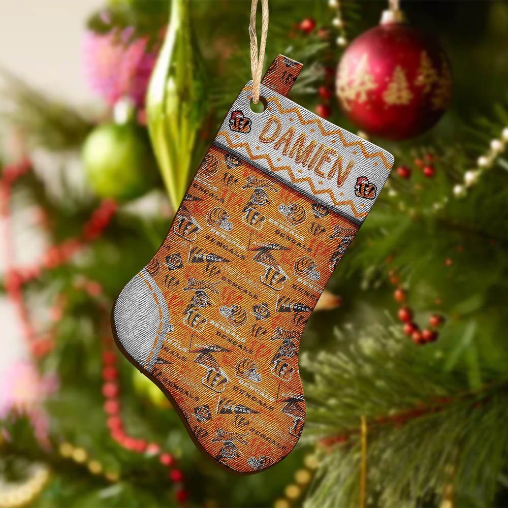 Alternative view of Cincinnati Bengals Wooden Ornament 2024 Version Custom Your Name, Christmas Stocking Ornaments, Christmas Gifts For Sport Fans ETHY-53300
