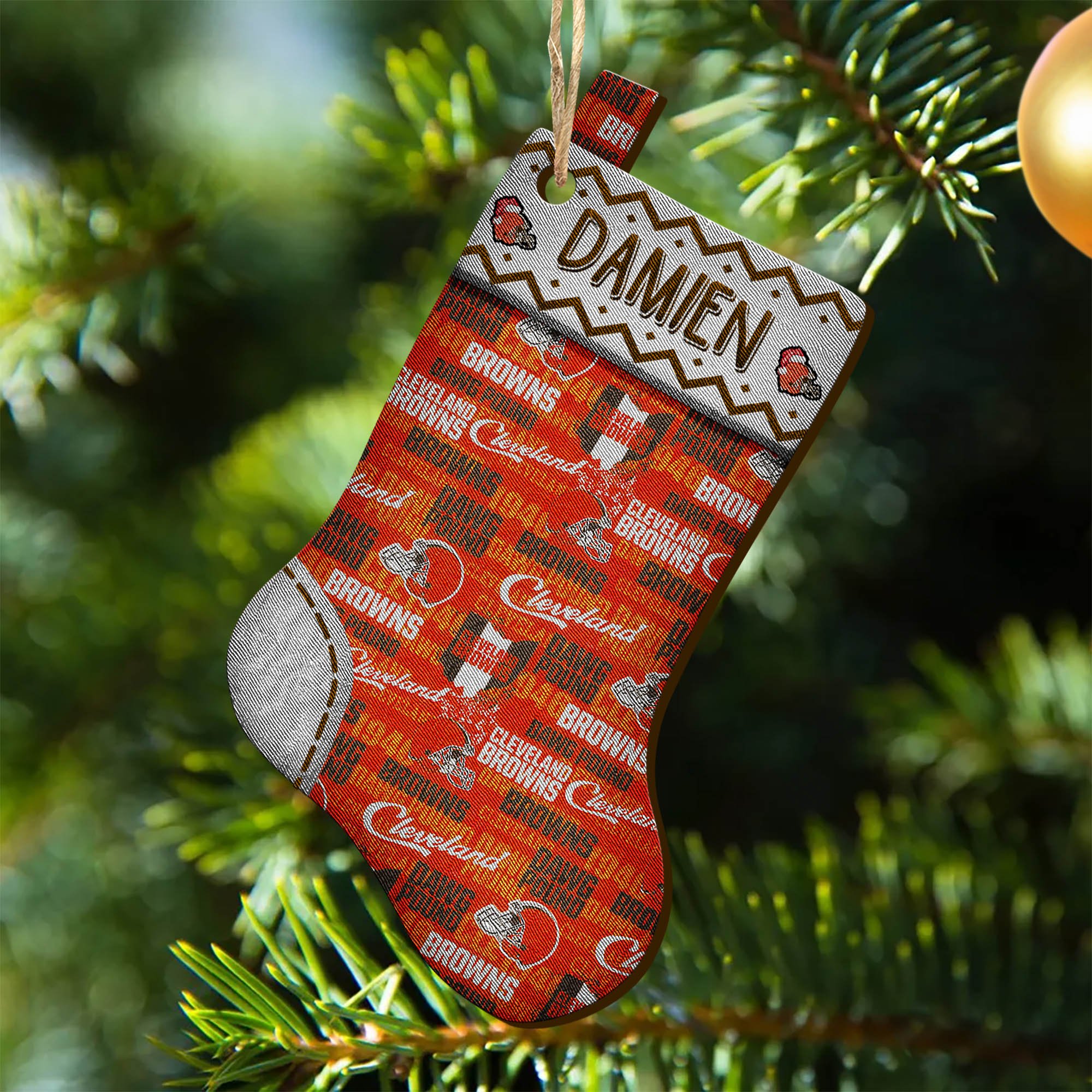 Cleveland Browns Wooden Ornament 2024 Version Custom Your Name, Christmas Stocking Ornaments, Christmas Gifts For Sport Fans ETHY-53300