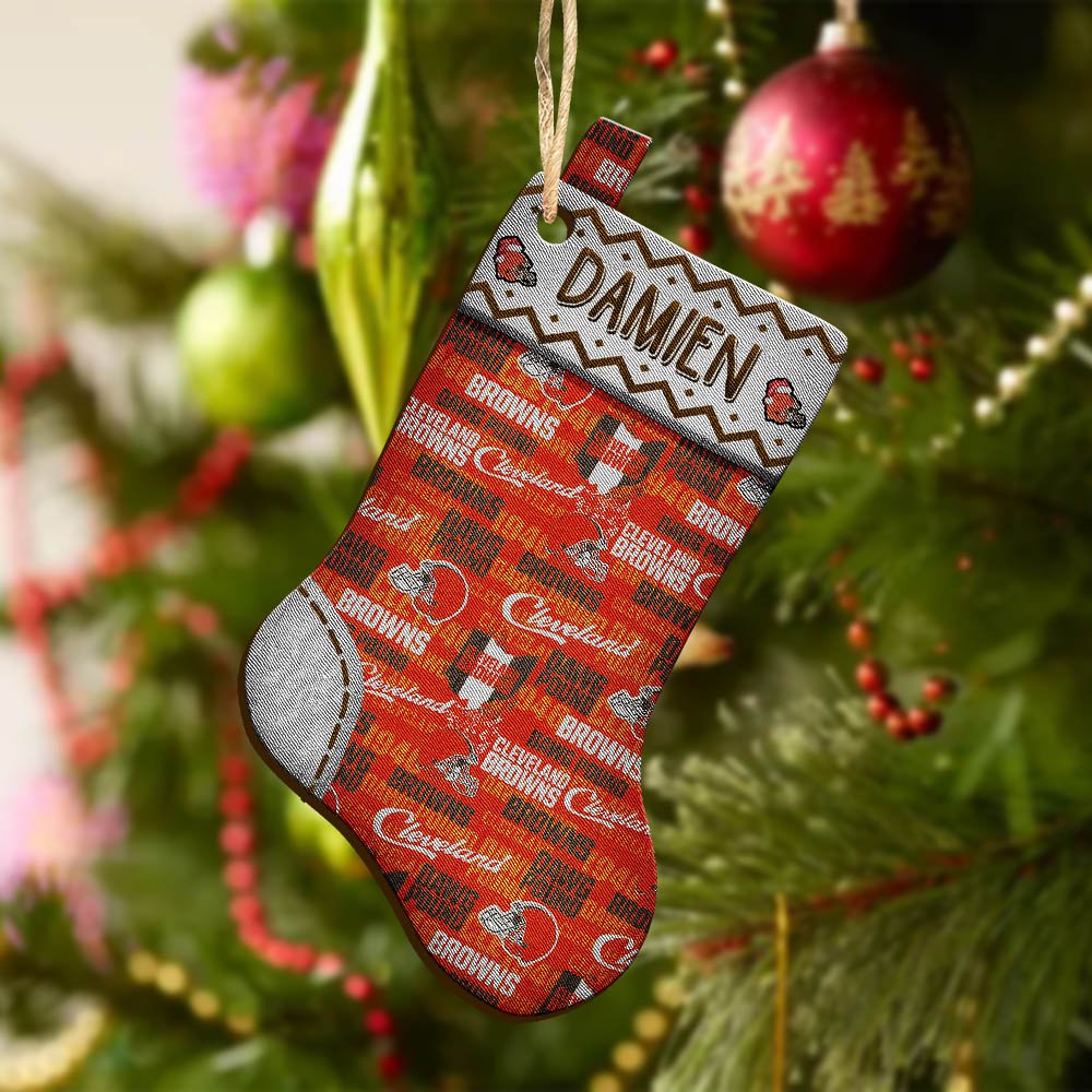 Alternative view of Cleveland Browns Wooden Ornament 2024 Version Custom Your Name, Christmas Stocking Ornaments, Christmas Gifts For Sport Fans ETHY-53300