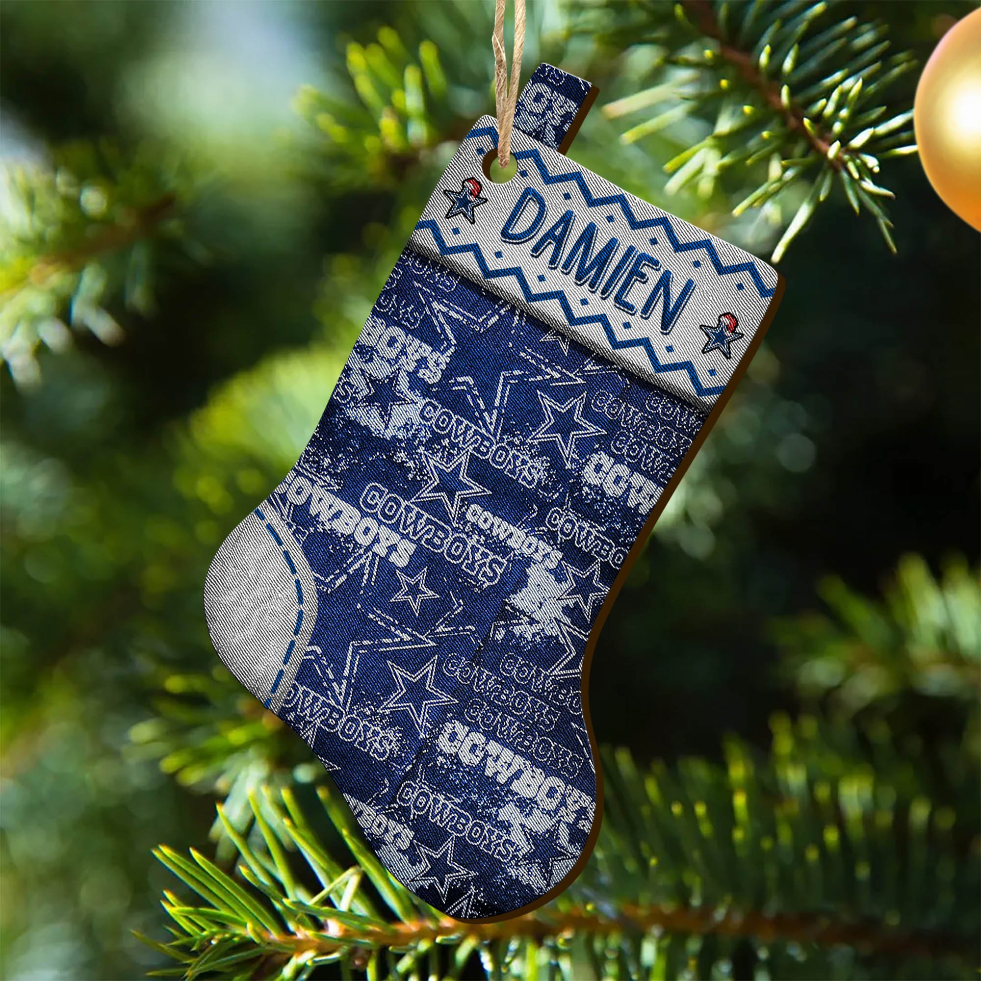 Dallas Cowboys Wooden Ornament 2024 Version Custom Your Name, Christmas Stocking Ornaments, Christmas Gifts For Sport Fans ETHY-53300