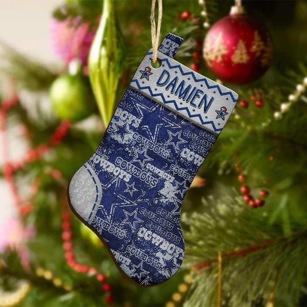 Alternative view of Dallas Cowboys Wooden Ornament 2024 Version Custom Your Name, Christmas Stocking Ornaments, Christmas Gifts For Sport Fans ETHY-53300