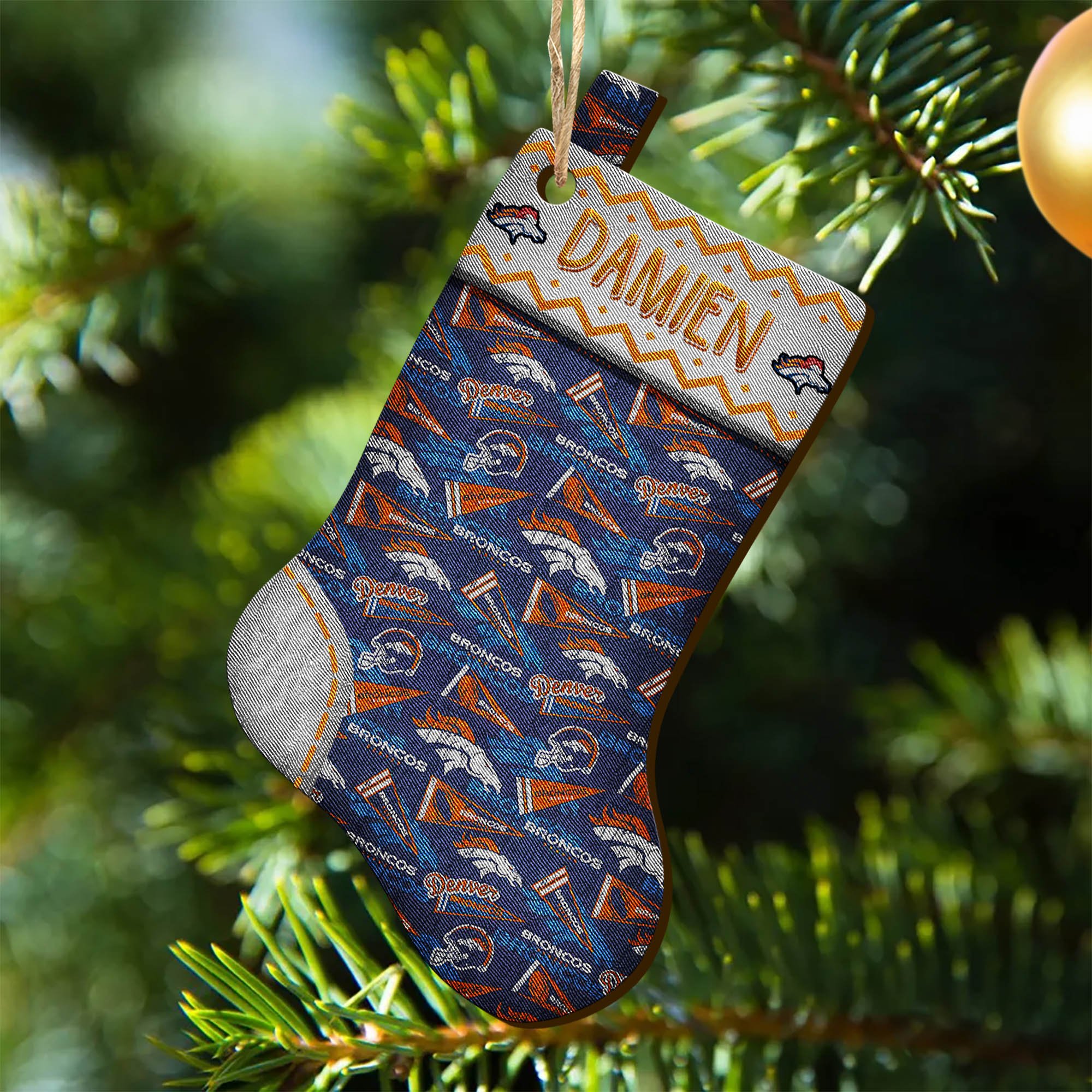 Denver Broncos Wooden Ornament 2024 Version Custom Your Name, Christmas Stocking Ornaments, Christmas Gifts For Sport Fans ETHY-53300