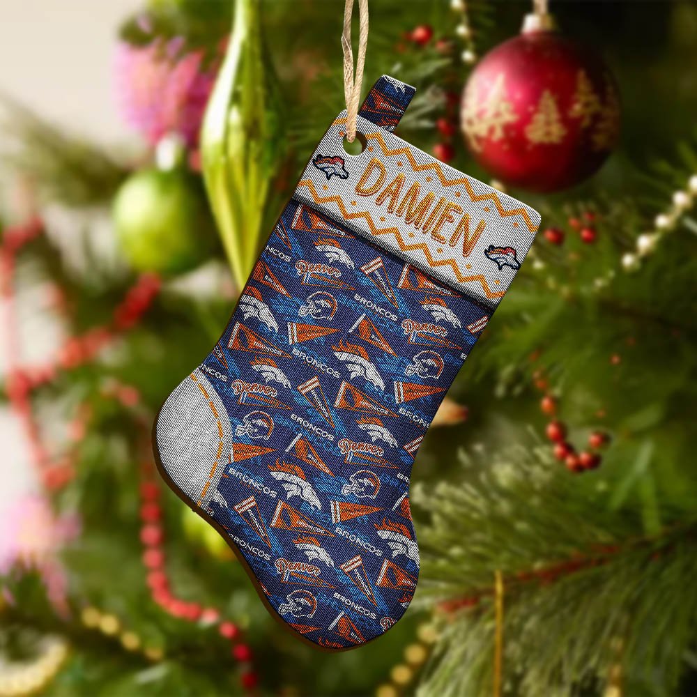 Alternative view of Denver Broncos Wooden Ornament 2024 Version Custom Your Name, Christmas Stocking Ornaments, Christmas Gifts For Sport Fans ETHY-53300