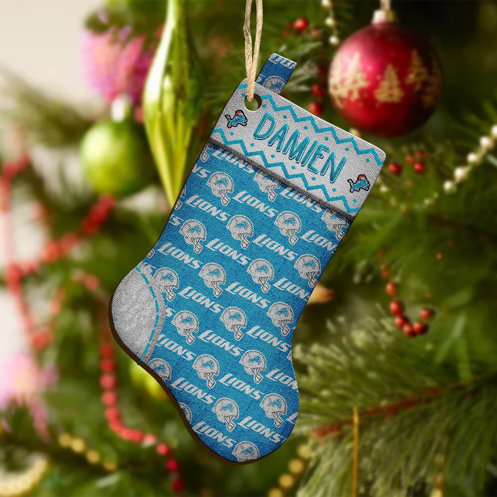 Alternative view of Detroit Lions Wooden Ornament 2024 Version Custom Your Name, Christmas Stocking Ornaments, Christmas Gifts For Sport Fans ETHY-53300