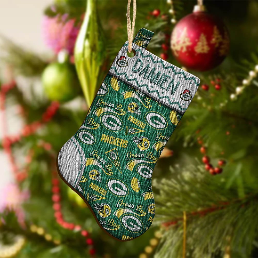 Alternative view of Green Bay Packers Wooden Ornament 2024 Version Custom Your Name, Christmas Stocking Ornaments, Christmas Gifts For Sport Fans ETHY-53300
