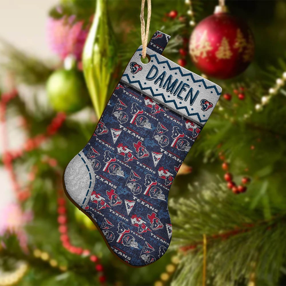 Alternative view of Houston Texans Wooden Ornament 2024 Version Custom Your Name, Christmas Stocking Ornaments, Christmas Gifts For Sport Fans ETHY-53300