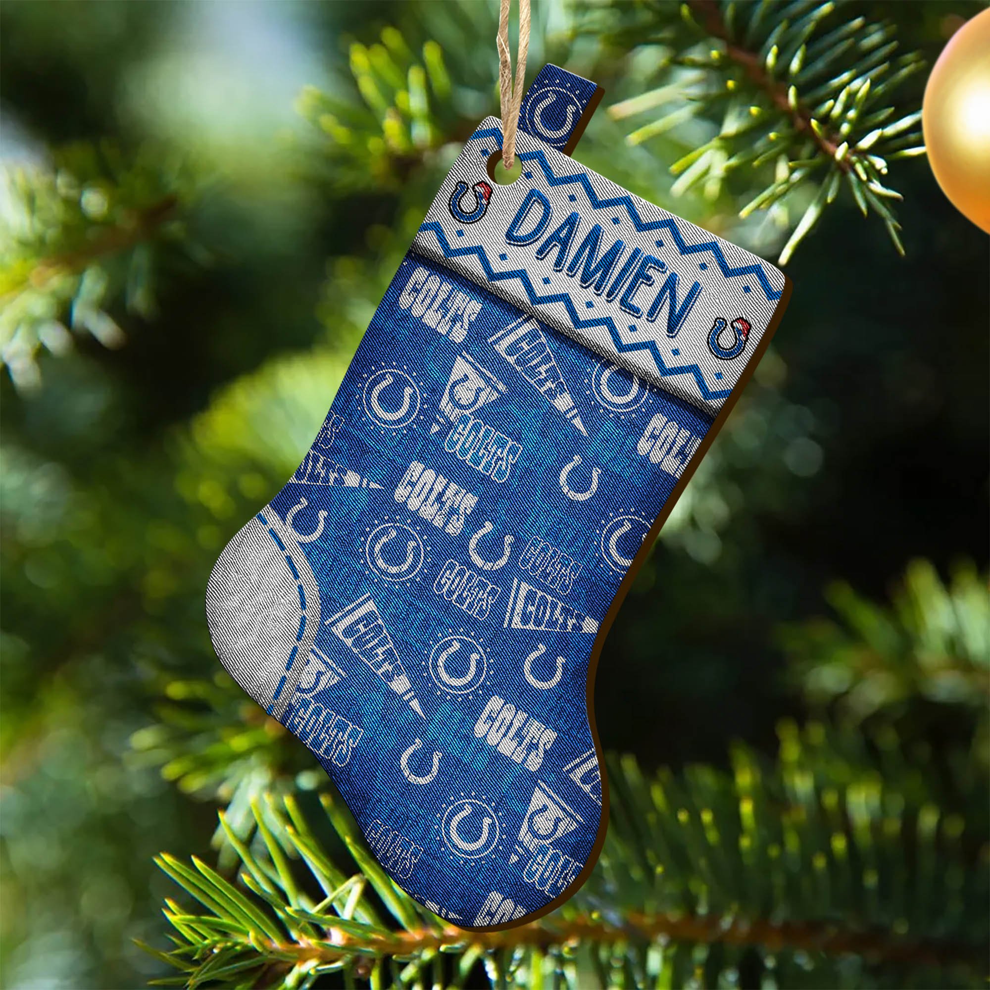 Indianapolis Colts Wooden Ornament 2024 Version Custom Your Name, Christmas Stocking Ornaments, Christmas Gifts For Sport Fans ETHY-53300