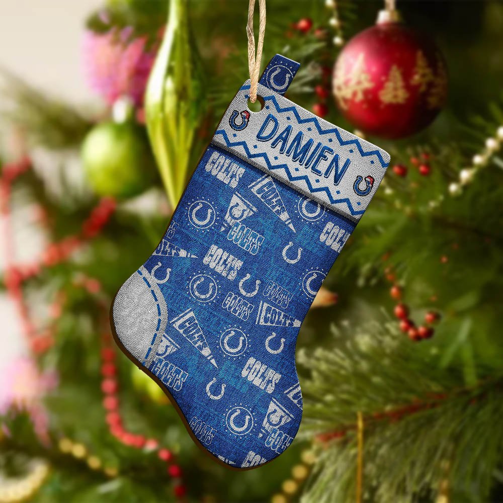 Alternative view of Indianapolis Colts Wooden Ornament 2024 Version Custom Your Name, Christmas Stocking Ornaments, Christmas Gifts For Sport Fans ETHY-53300