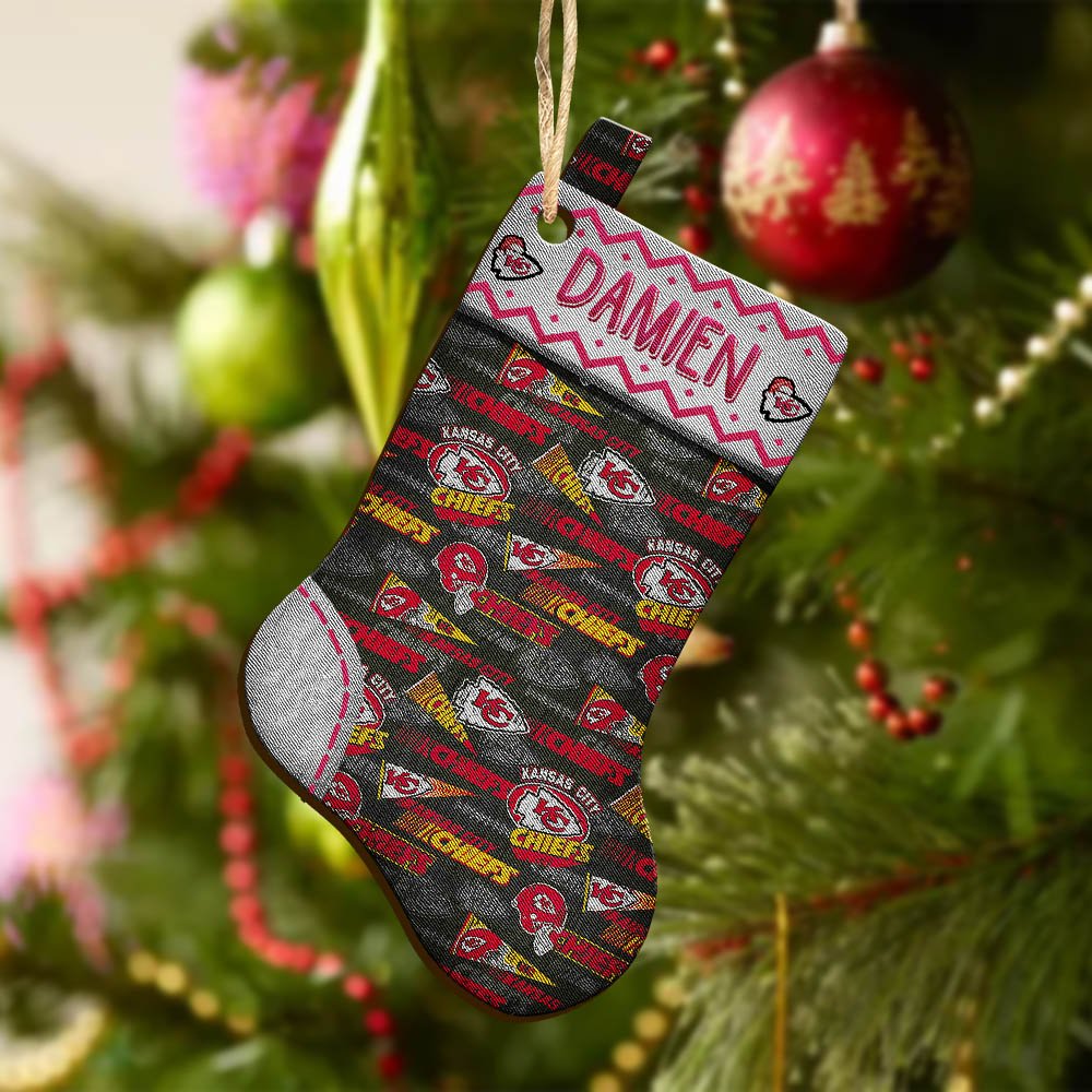 Alternative view of Kansas City Chiefs Wooden Ornament 2024 Version Custom Your Name, Christmas Stocking Ornaments, Christmas Gifts For Sport Fans ETHY-53300
