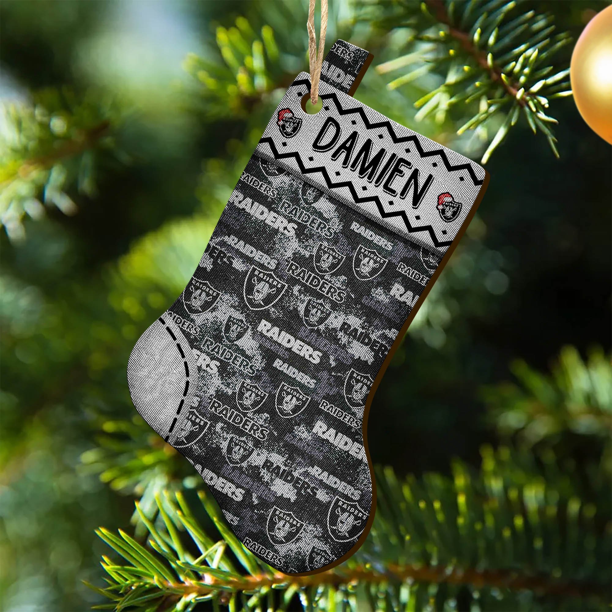 Las Vegas Raiders Wooden Ornament 2024 Version Custom Your Name, Christmas Stocking Ornaments, Christmas Gifts For Sport Fans ETHY-53300