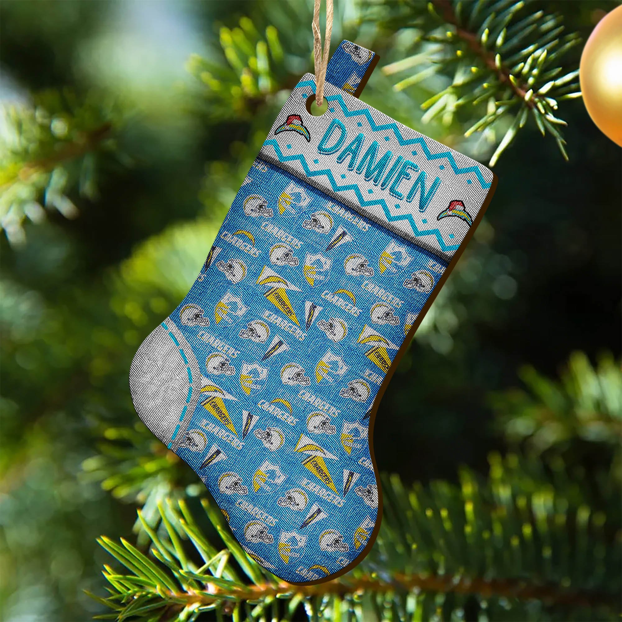Los Angeles Chargers Wooden Ornament 2024 Version Custom Your Name, Christmas Stocking Ornaments, Christmas Gifts For Sport Fans ETHY-53300
