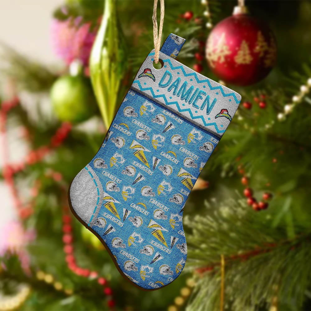 Alternative view of Los Angeles Chargers Wooden Ornament 2024 Version Custom Your Name, Christmas Stocking Ornaments, Christmas Gifts For Sport Fans ETHY-53300