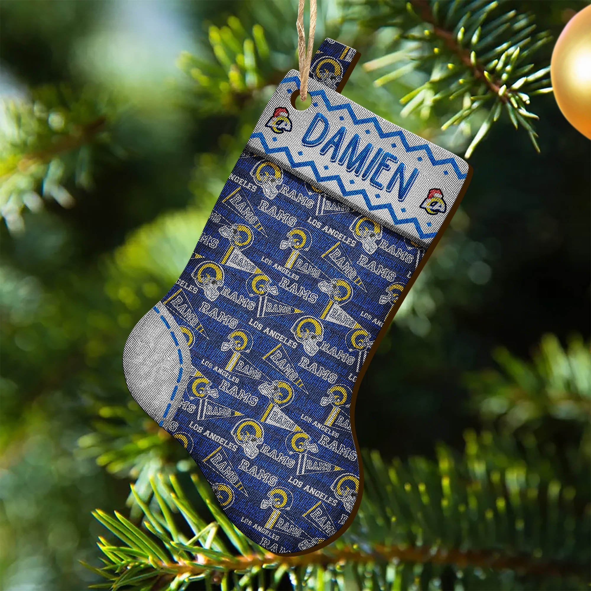 Los Angeles Rams Wooden Ornament 2024 Version Custom Your Name, Christmas Stocking Ornaments, Christmas Gifts For Sport Fans ETHY-53300