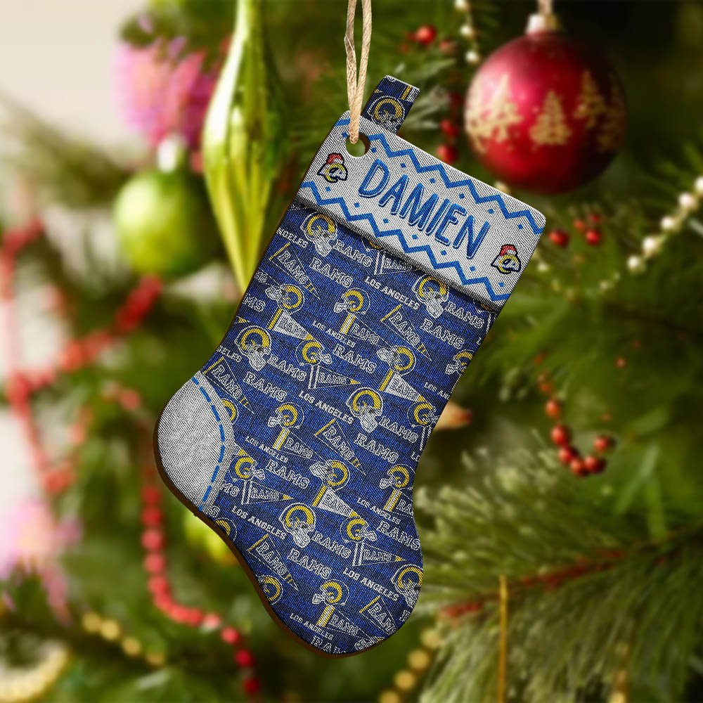 Alternative view of Los Angeles Rams Wooden Ornament 2024 Version Custom Your Name, Christmas Stocking Ornaments, Christmas Gifts For Sport Fans ETHY-53300
