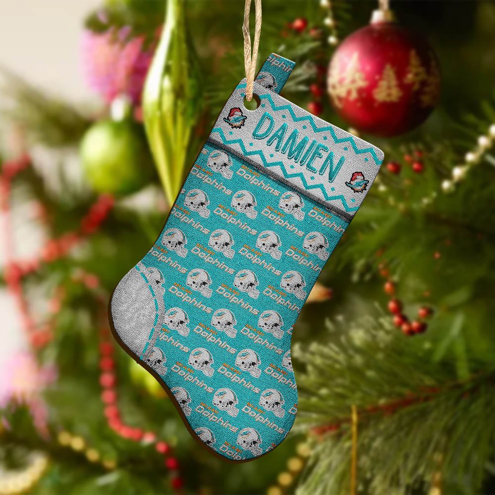 Alternative view of Miami Dolphins Wooden Ornament 2024 Version Custom Your Name, Christmas Stocking Ornaments, Christmas Gifts For Sport Fans ETHY-53300