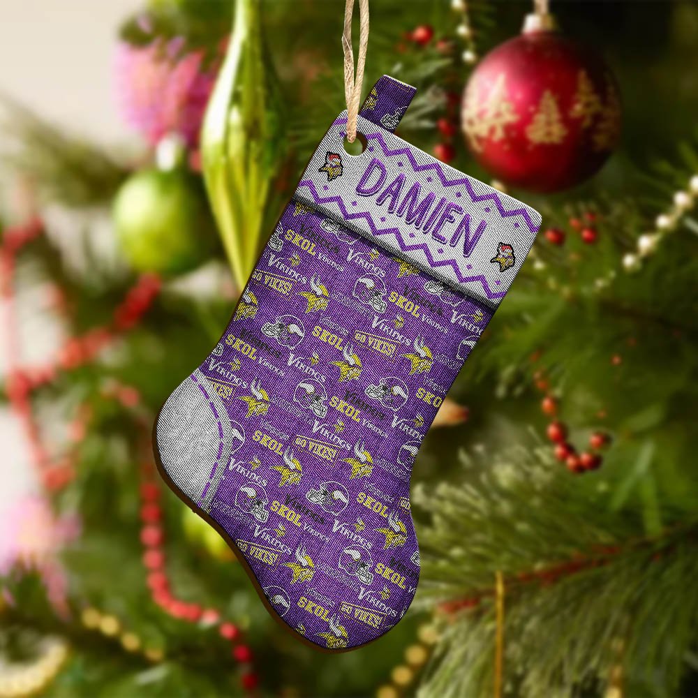 Alternative view of Minnesota Vikings Wooden Ornament 2024 Version Custom Your Name, Christmas Stocking Ornaments, Christmas Gifts For Sport Fans ETHY-53300