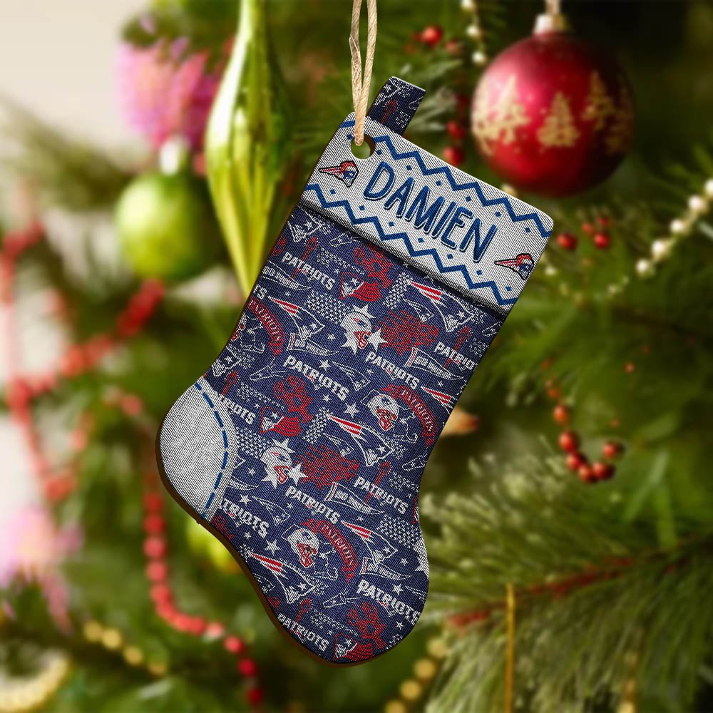 Alternative view of New England Patriots Wooden Ornament 2024 Version Custom Your Name, Christmas Stocking Ornaments, Christmas Gifts For Sport Fans ETHY-53300