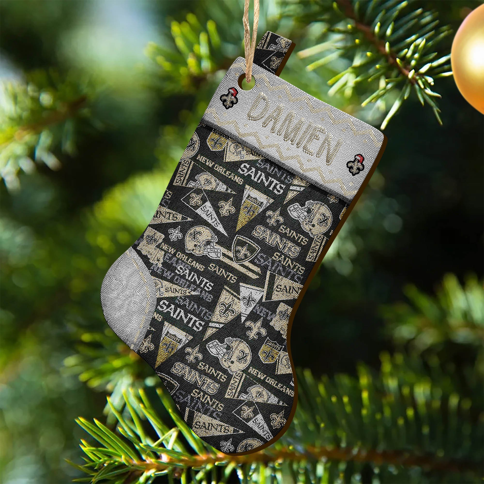 New Orleans Saints Wooden Ornament 2024 Version Custom Your Name, Christmas Stocking Ornaments, Christmas Gifts For Sport Fans ETHY-53300