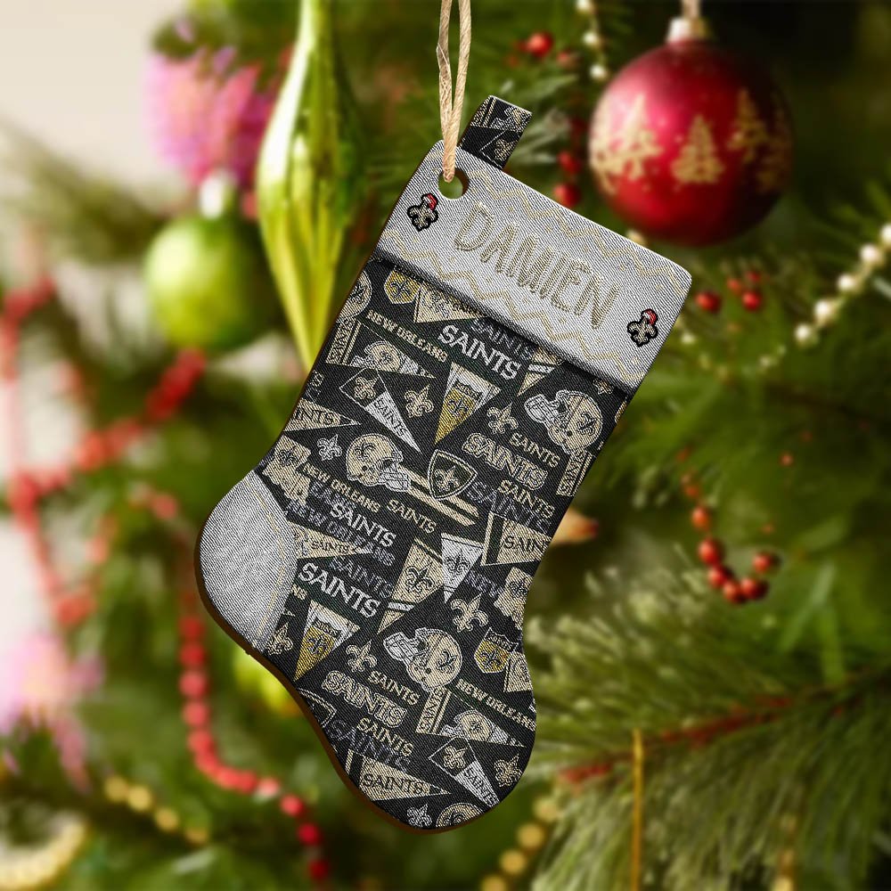 Alternative view of New Orleans Saints Wooden Ornament 2024 Version Custom Your Name, Christmas Stocking Ornaments, Christmas Gifts For Sport Fans ETHY-53300