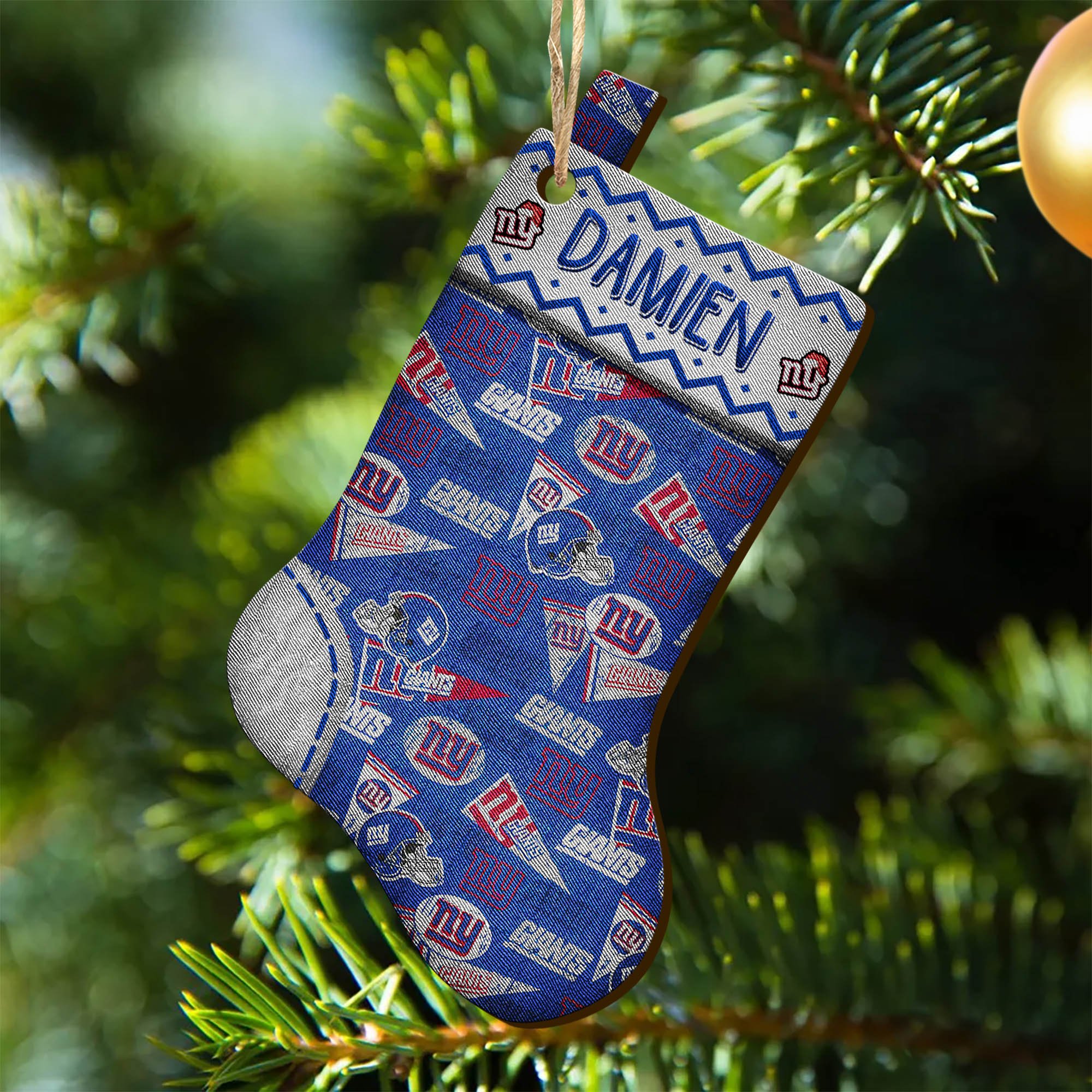 New York Giants Wooden Ornament 2024 Version Custom Your Name, Christmas Stocking Ornaments, Christmas Gifts For Sport Fans ETHY-53300