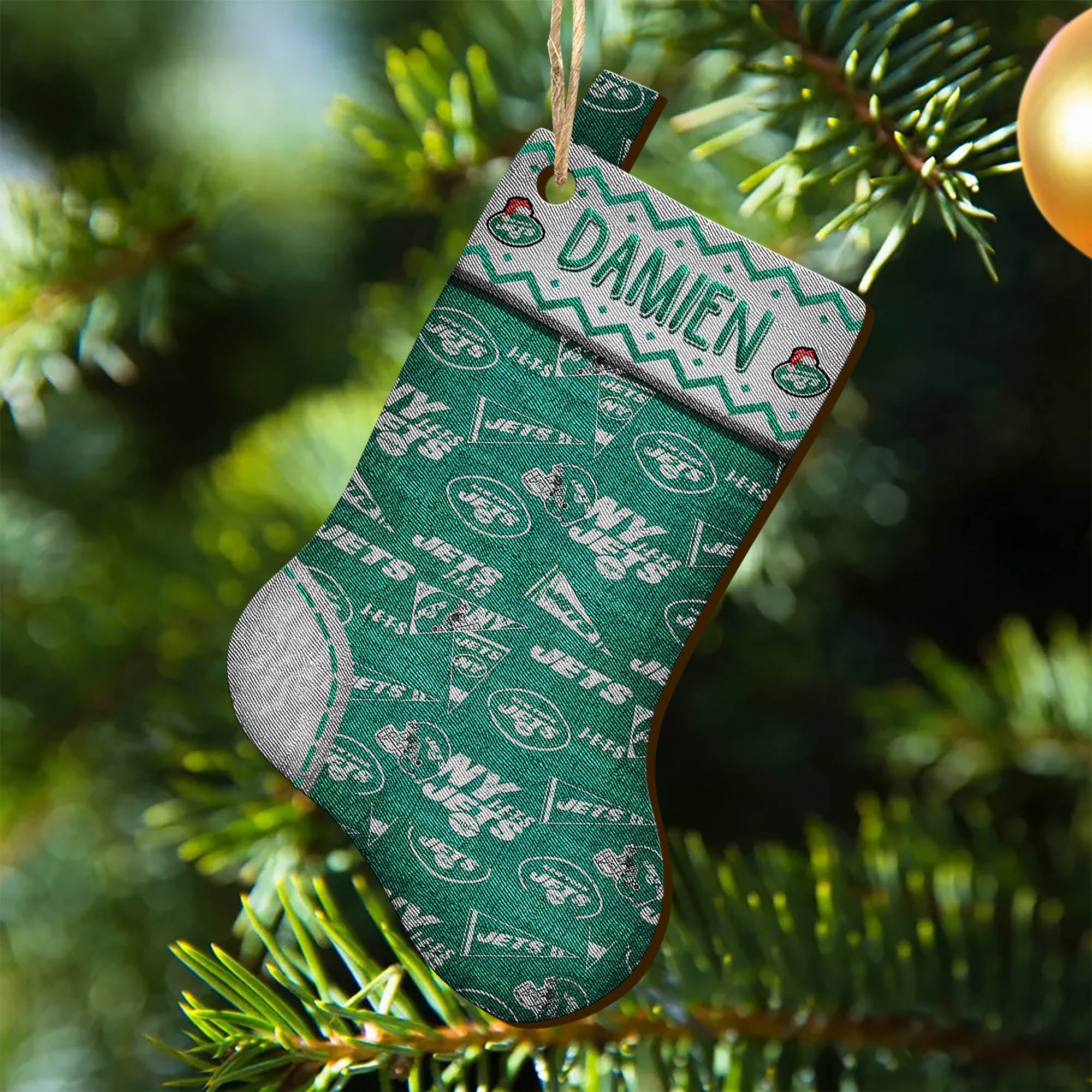 New York Jets Wooden Ornament 2024 Version Custom Your Name, Christmas Stocking Ornaments, Christmas Gifts For Sport Fans ETHY-53300