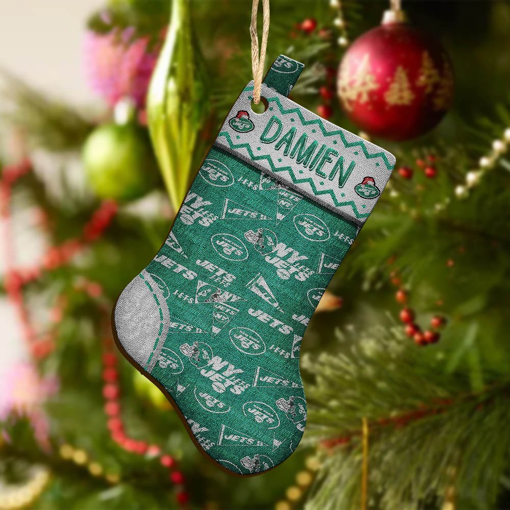 Alternative view of New York Jets Wooden Ornament 2024 Version Custom Your Name, Christmas Stocking Ornaments, Christmas Gifts For Sport Fans ETHY-53300