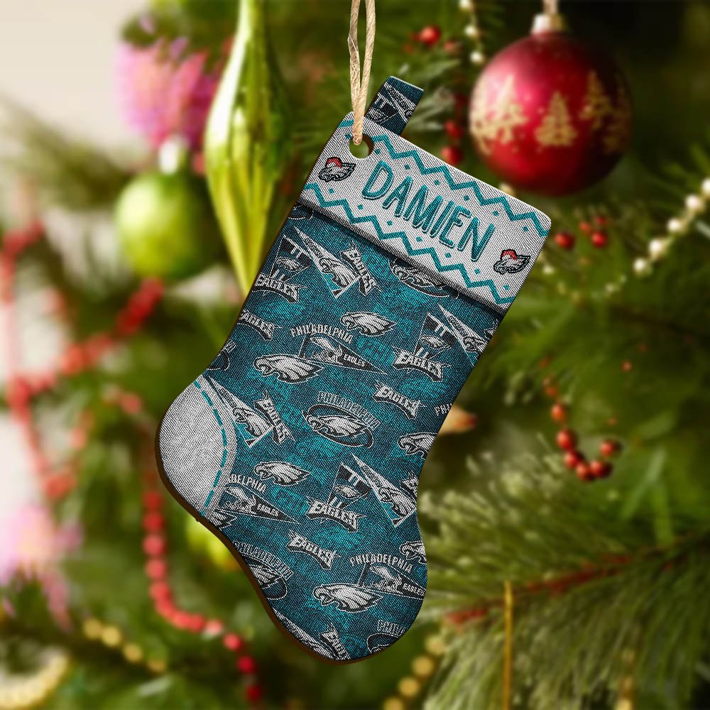 Alternative view of Philadelphia Eagles Wooden Ornament 2024 Version Custom Your Name, Christmas Stocking Ornaments, Christmas Gifts For Sport Fans ETHY-53300
